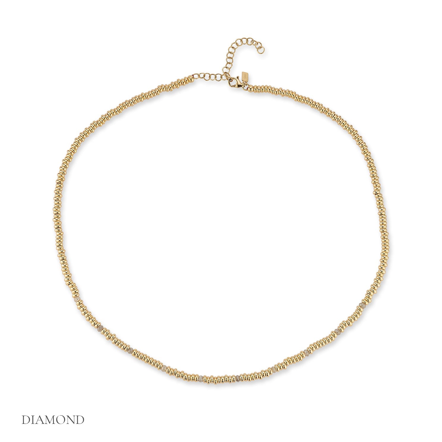 Birthstone Bead Necklace In Diamond in 14k yellow gold