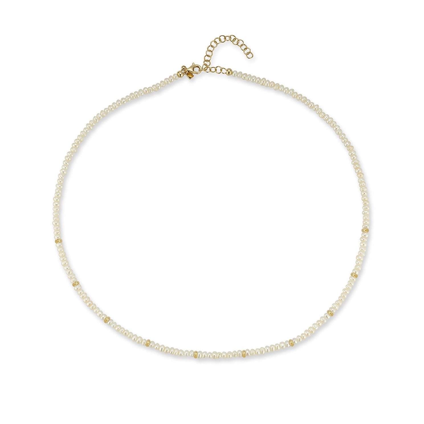 Birthstone Bead Necklace In Pearl with 14k yellow gold chain