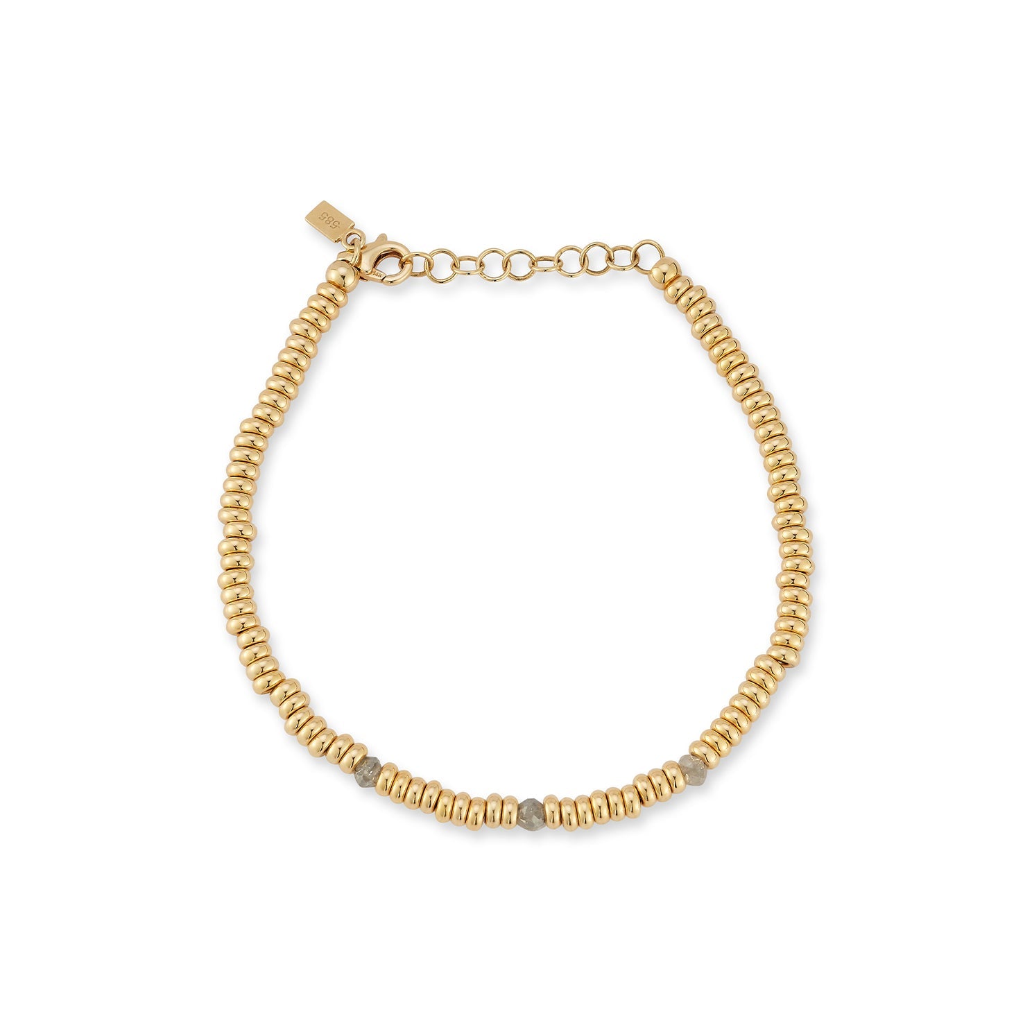 Birthstone Bead Bracelet In Diamond in 14k yellow gold