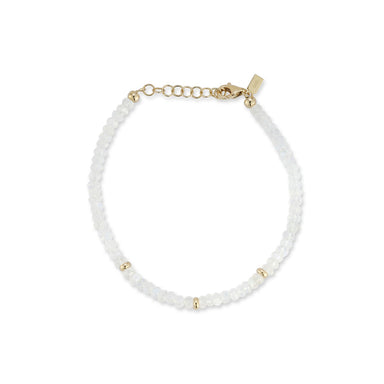 Birthstone Bead Bracelet In Moon Stone in 14k yellow gold chain