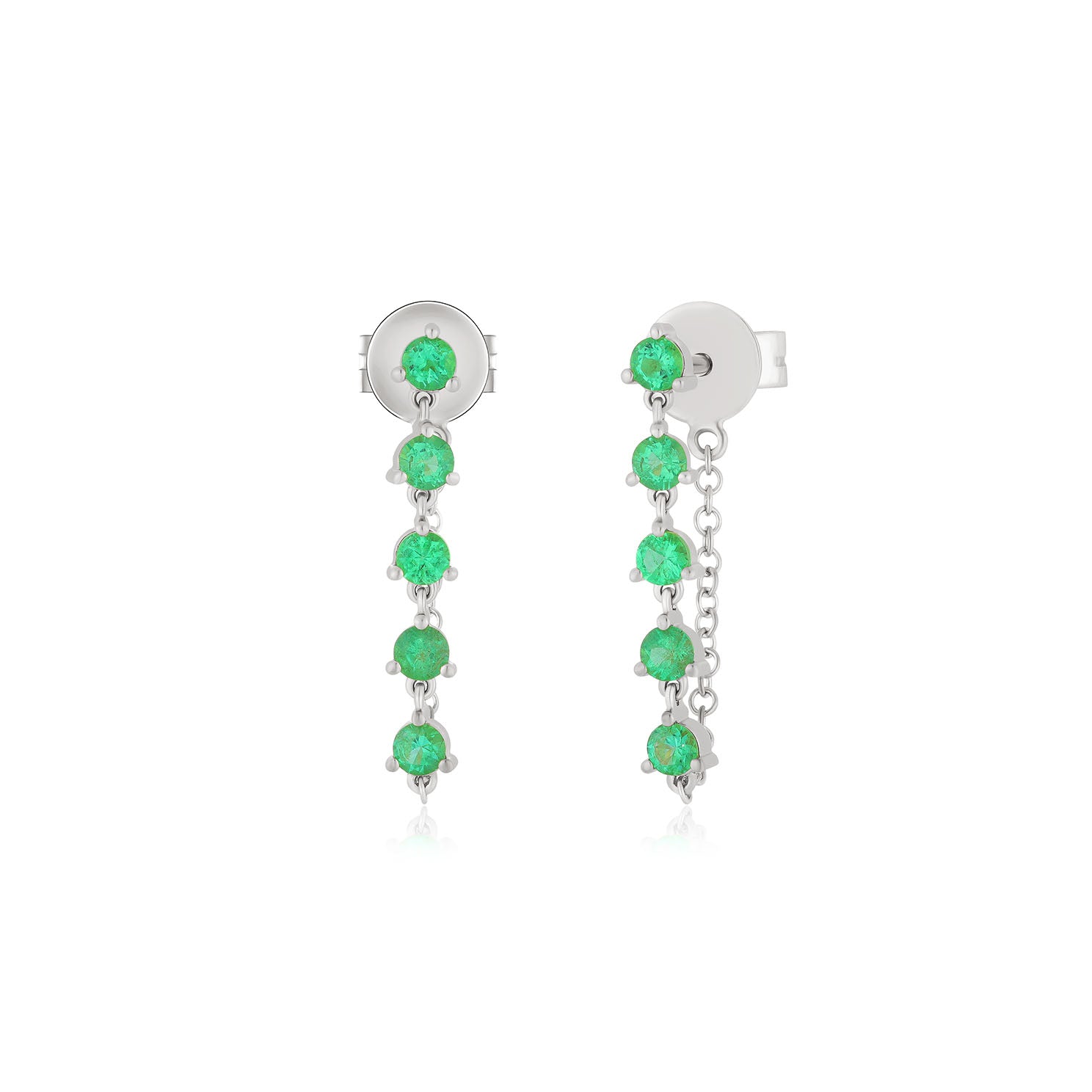 Multi Emerald Chain Stud Earring