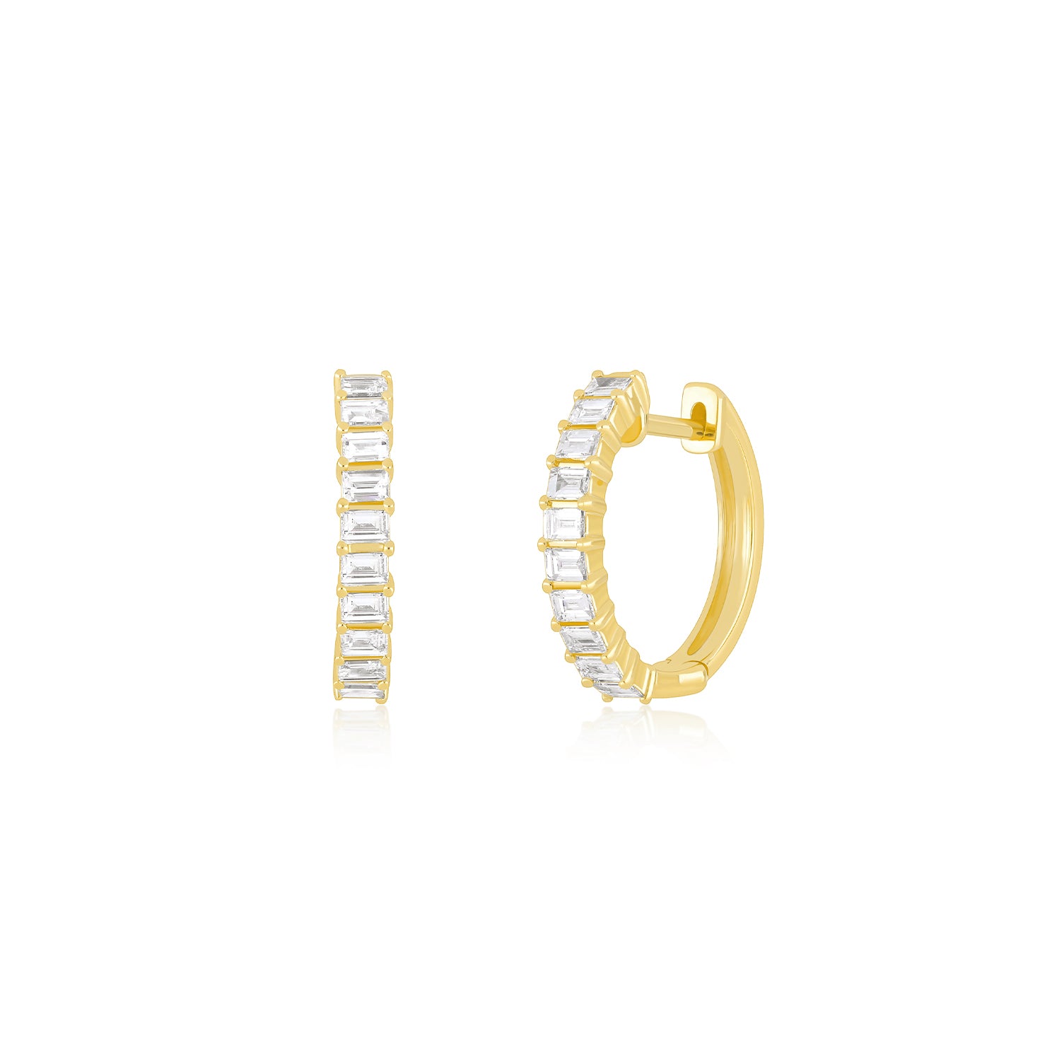 Prong Set Diamond Baguette Hoop Earrings