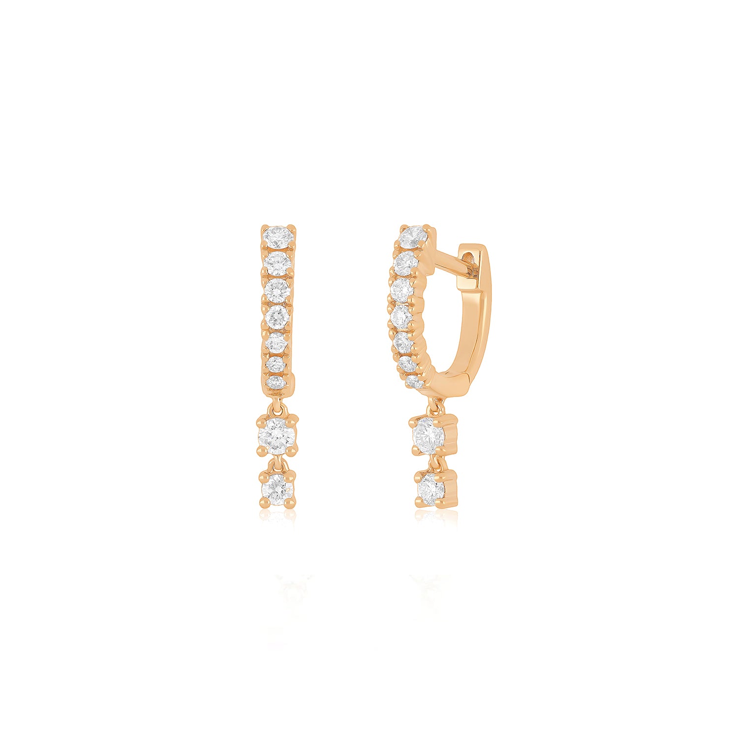 Prong Set Double Drop Huggie Earring