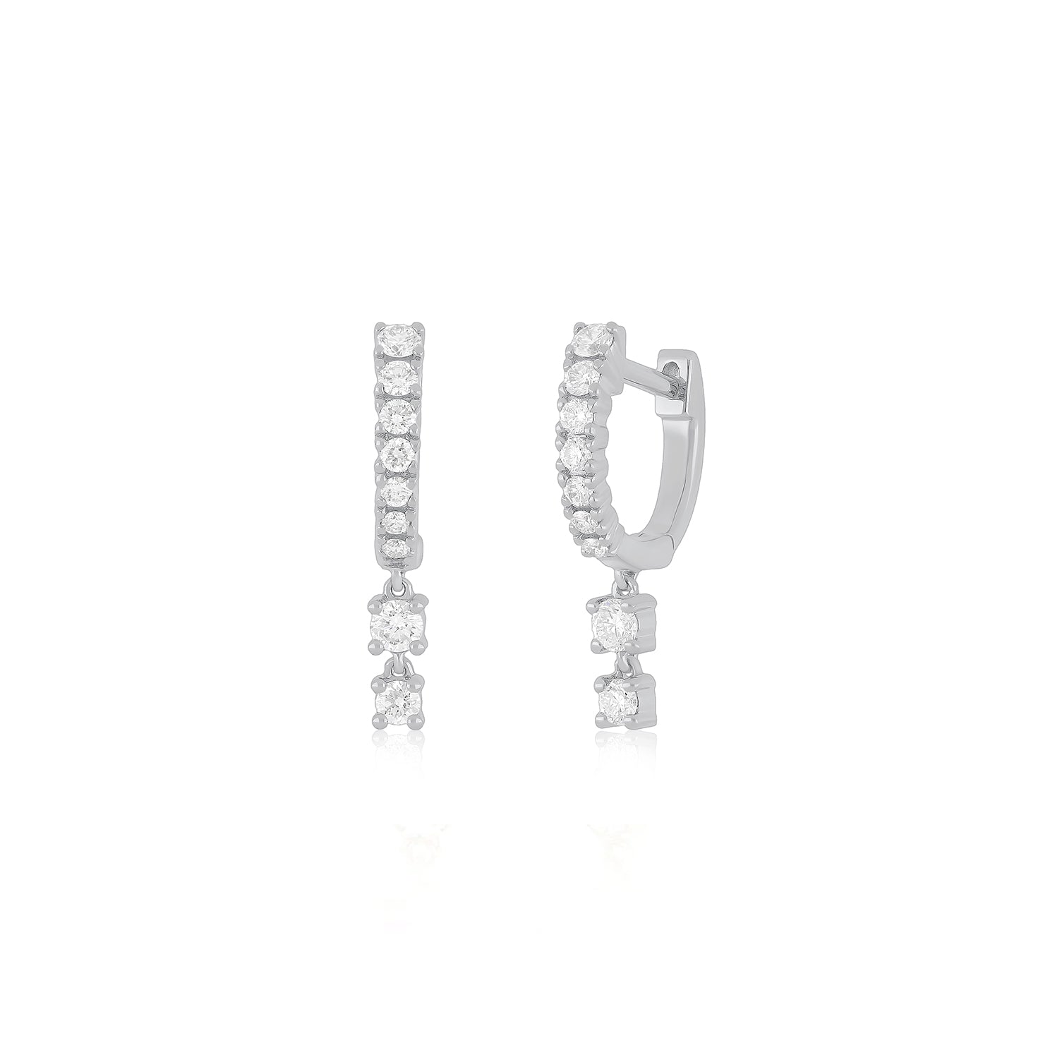 Prong Set Double Drop Huggie Earring