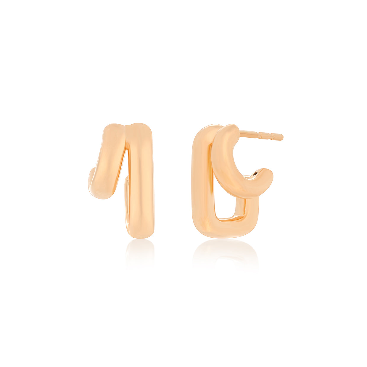 Double Gold Jumbo Huggie Earrings