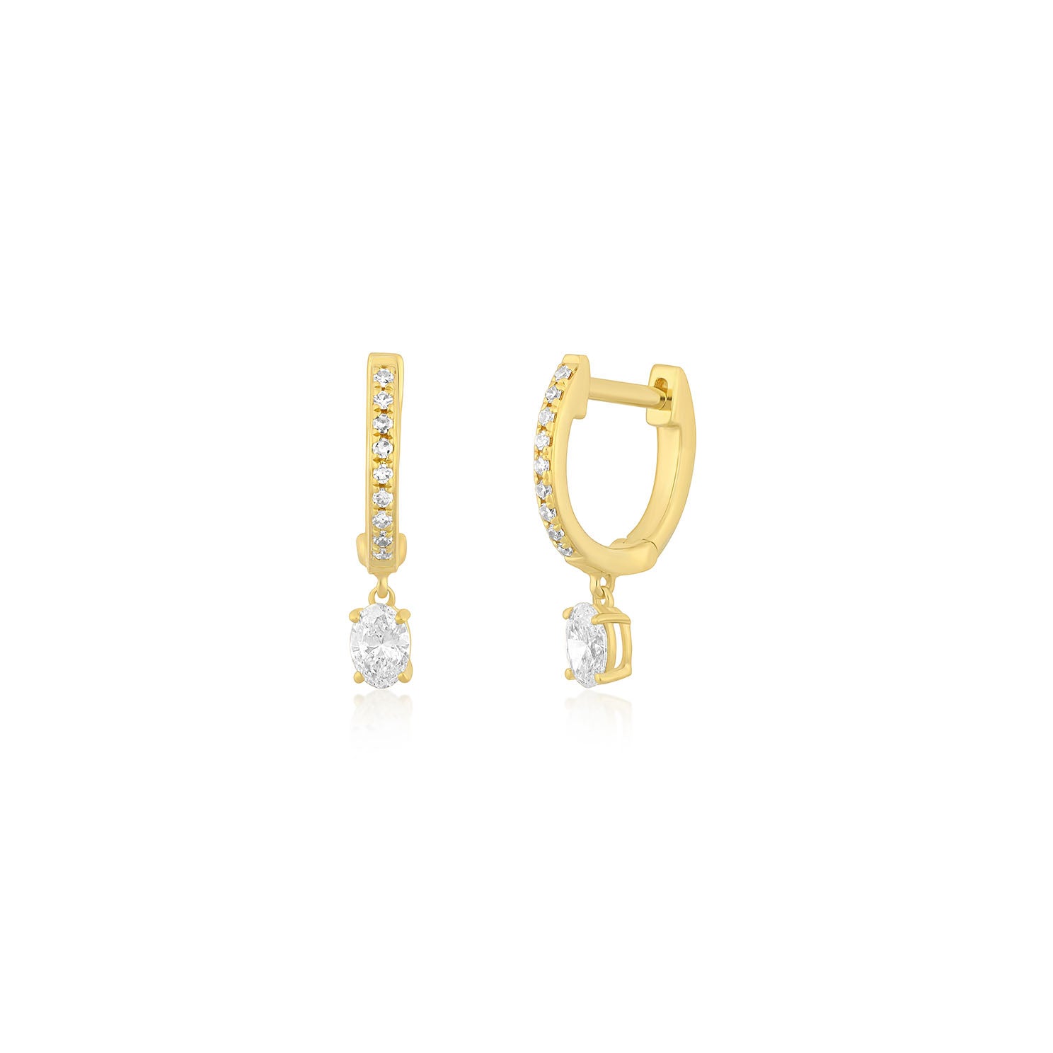 Oval Drop Diamond Mini Huggie Earring
