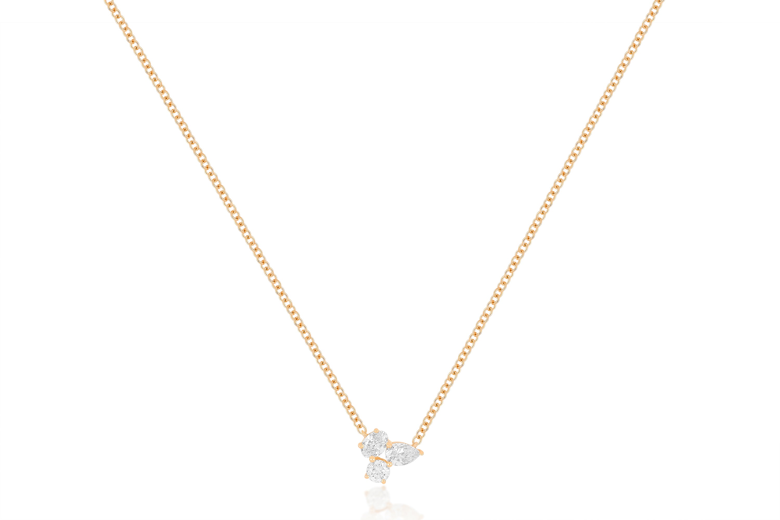 Triple Diamond Cluster Necklace