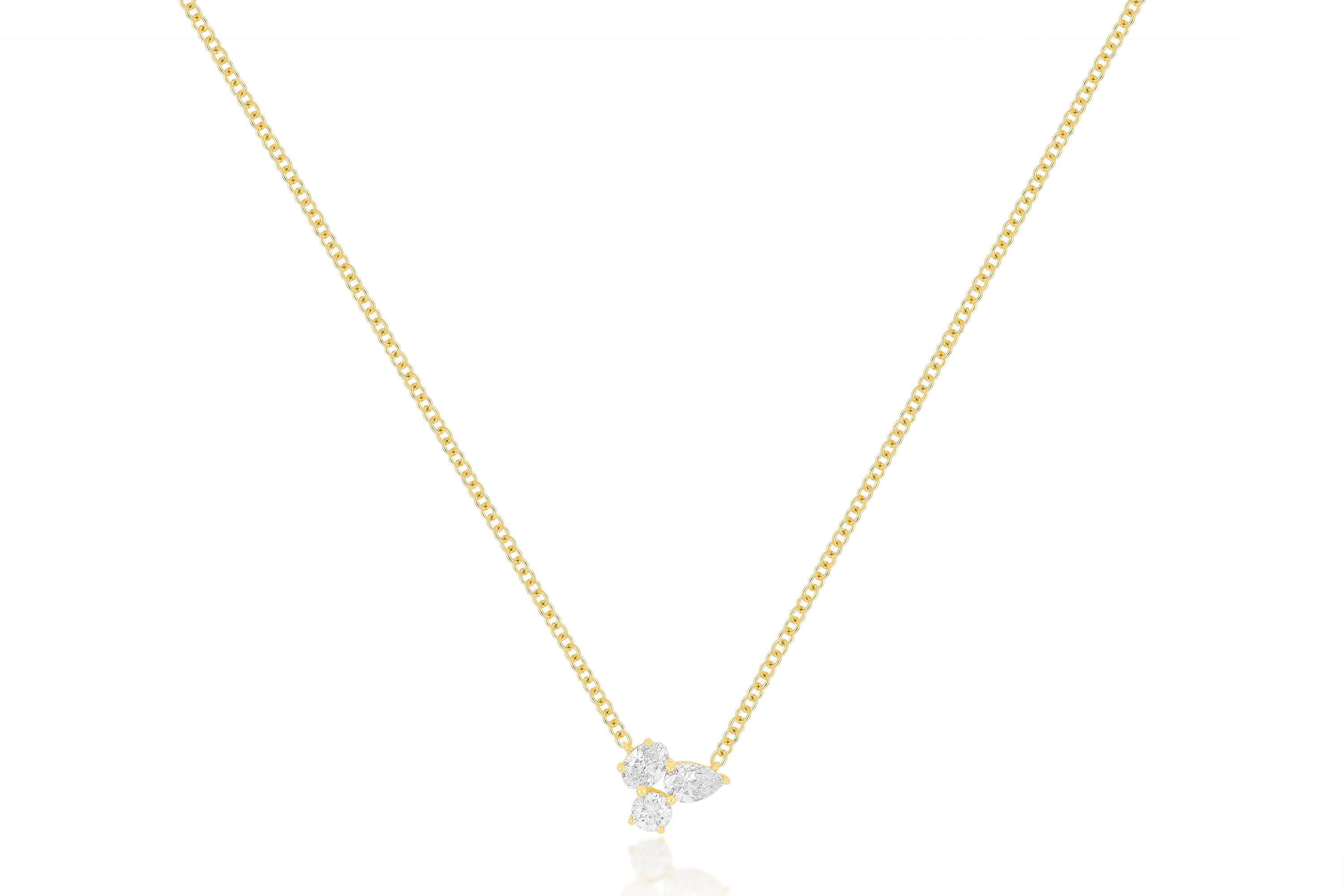 Triple Diamond Cluster Necklace
