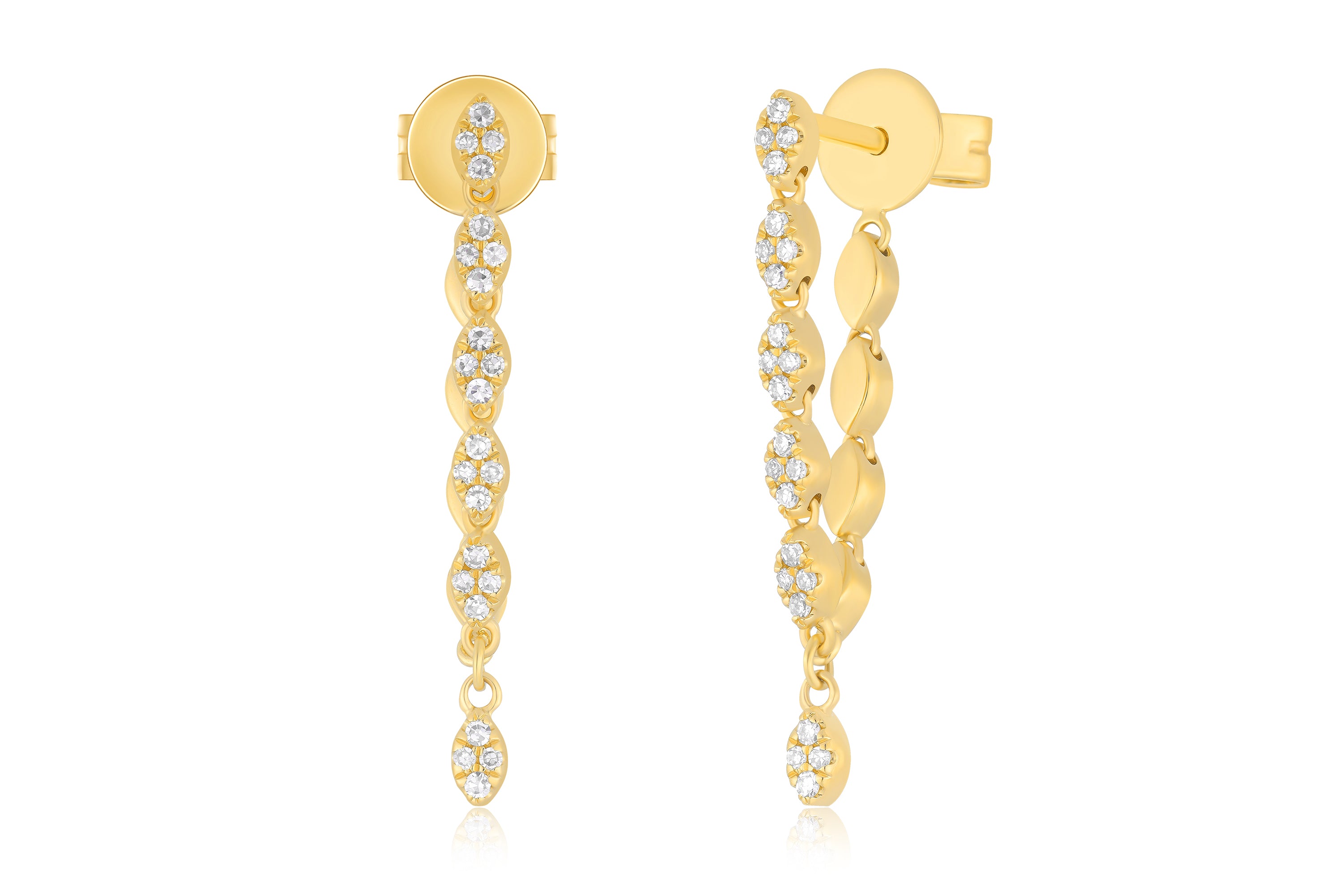 Pavé Diamond Marquise Chain Drop Stud Earring