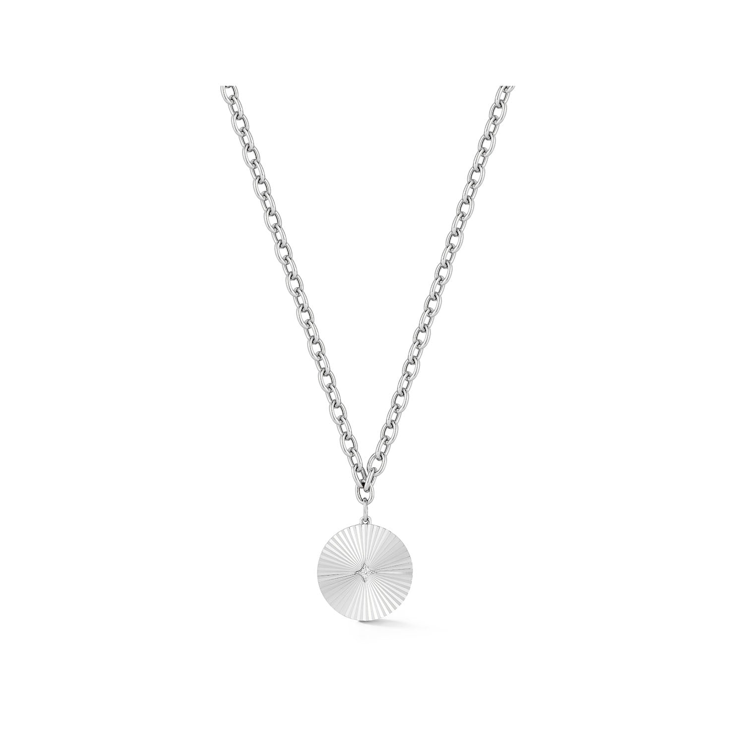 Jumbo Gold & Diamond Fluted Disc Chain Necklace