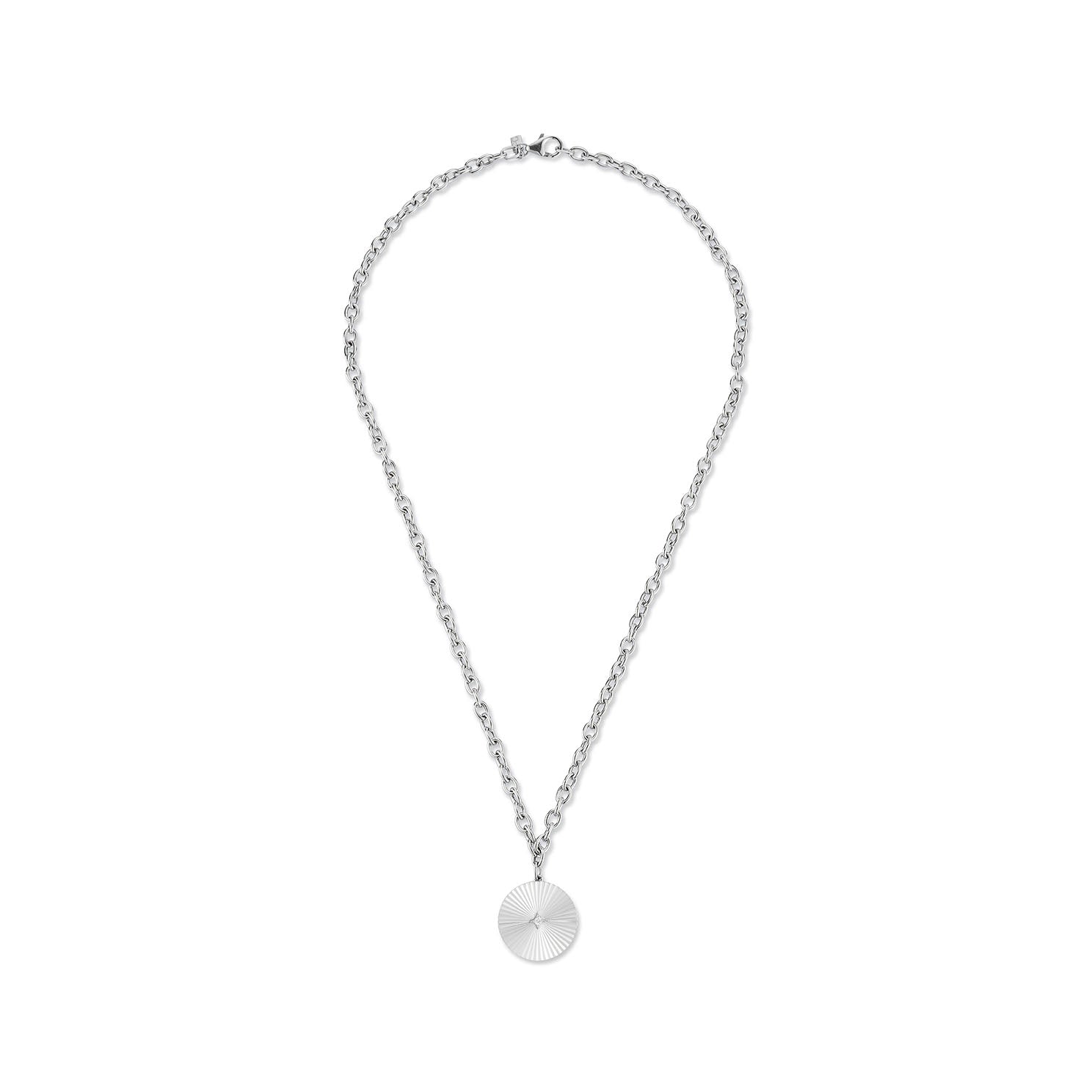Jumbo Gold & Diamond Fluted Disc Chain Necklace