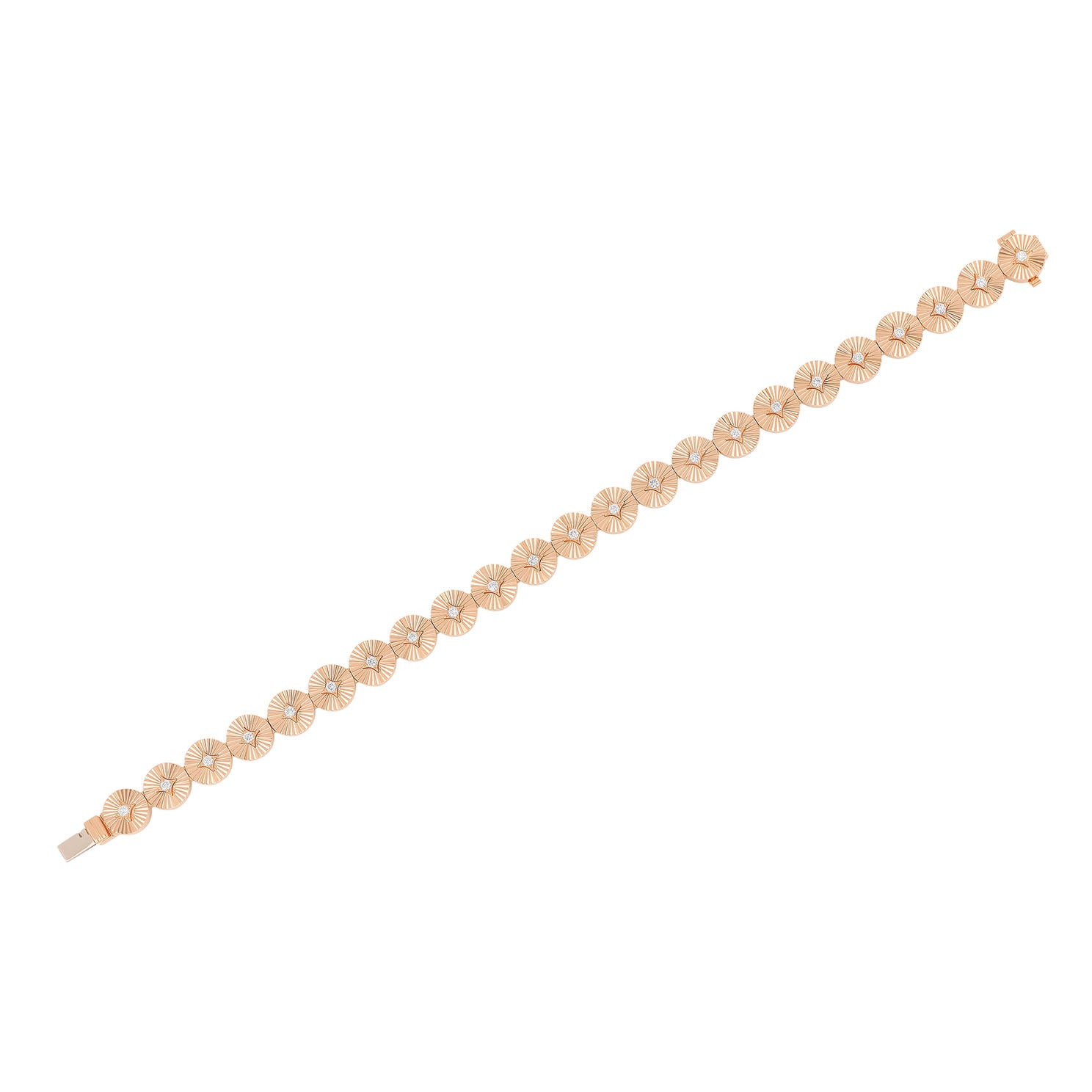 Gold & Diamond Fluted Disc Eternity Bracelet