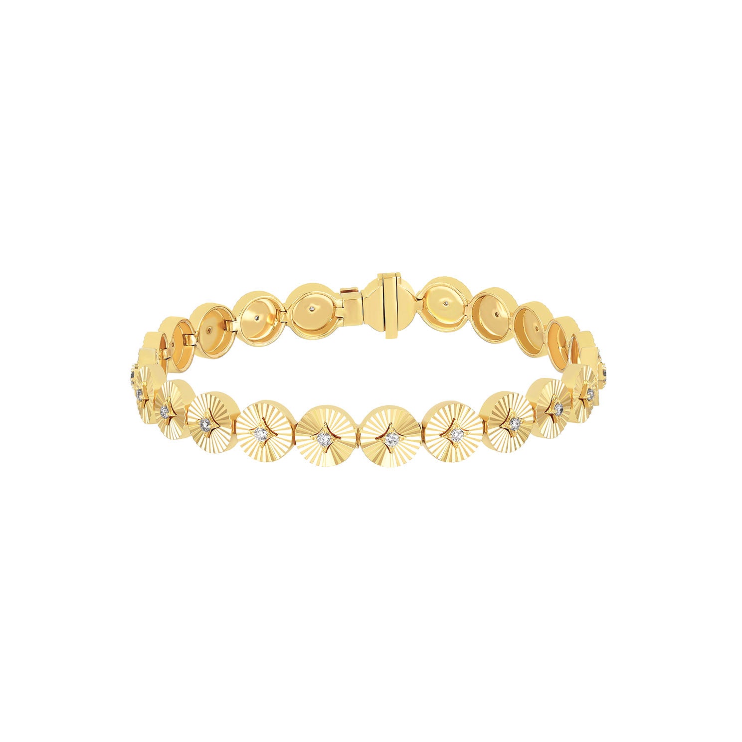 Gold & Diamond Fluted Disc Eternity Bracelet