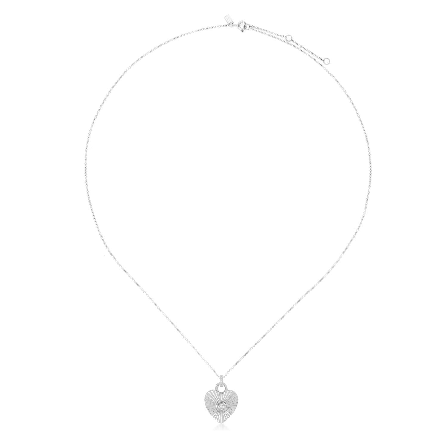 Gold & Diamond Fluted Heart Necklace