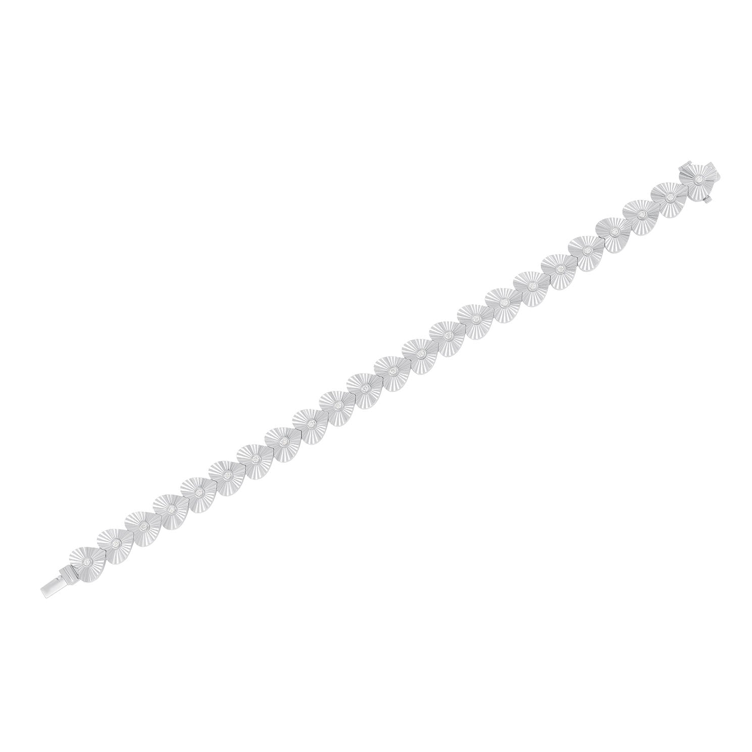 Gold & Diamond Fluted Heart Eternity Bracelet