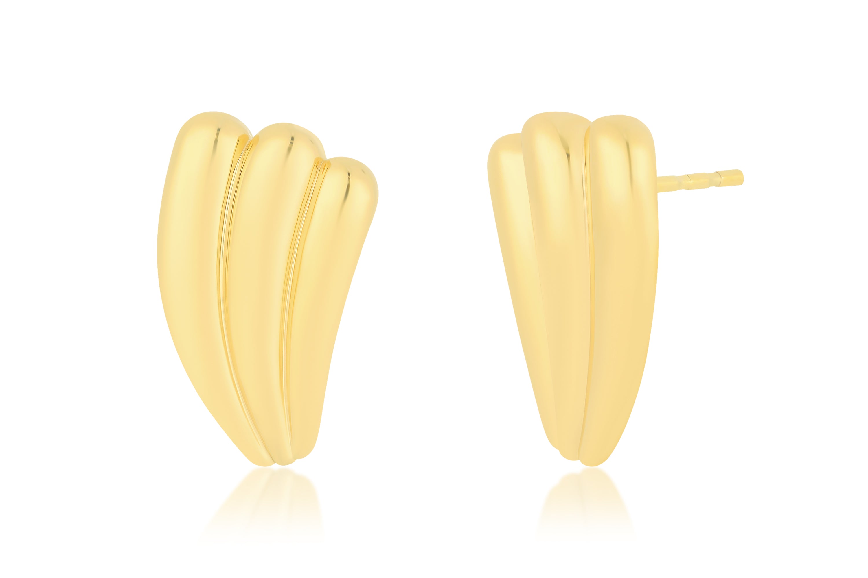 Jumbo Gold Fan Stud Earrings