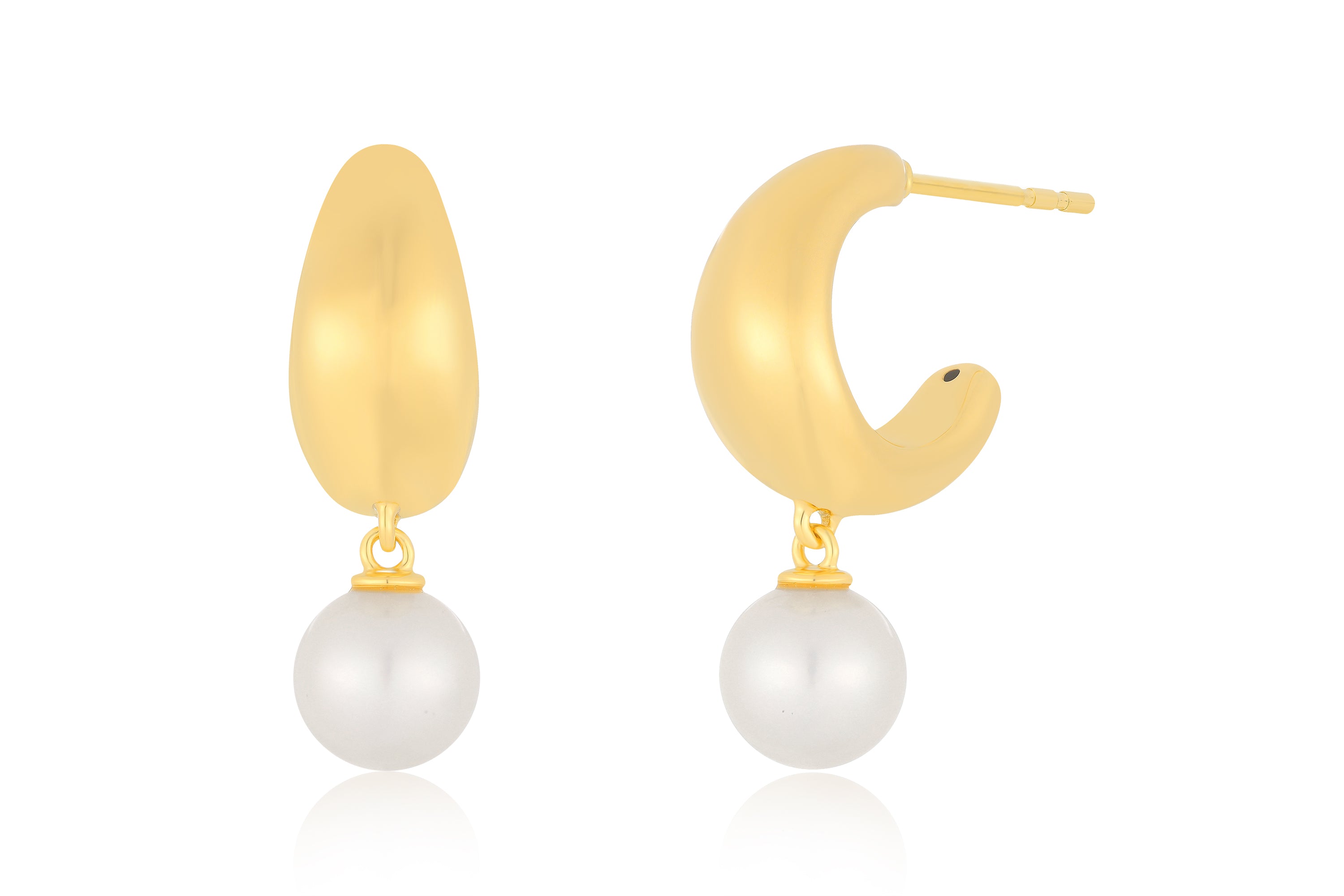 Pearl Drop Jumbo Dome Huggie Earrings