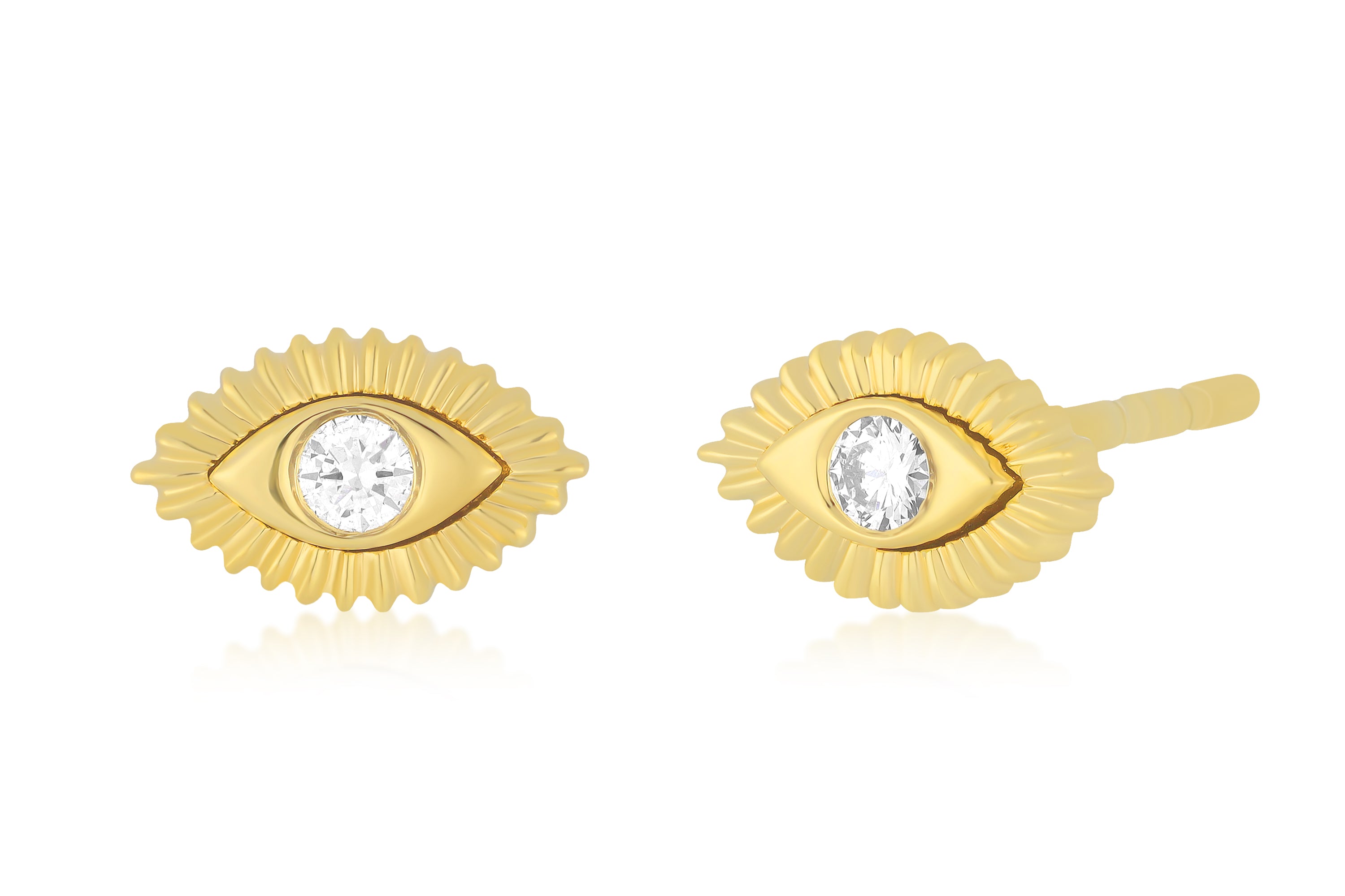 Gold & Diamond Evil Eye Protection Stud Earring