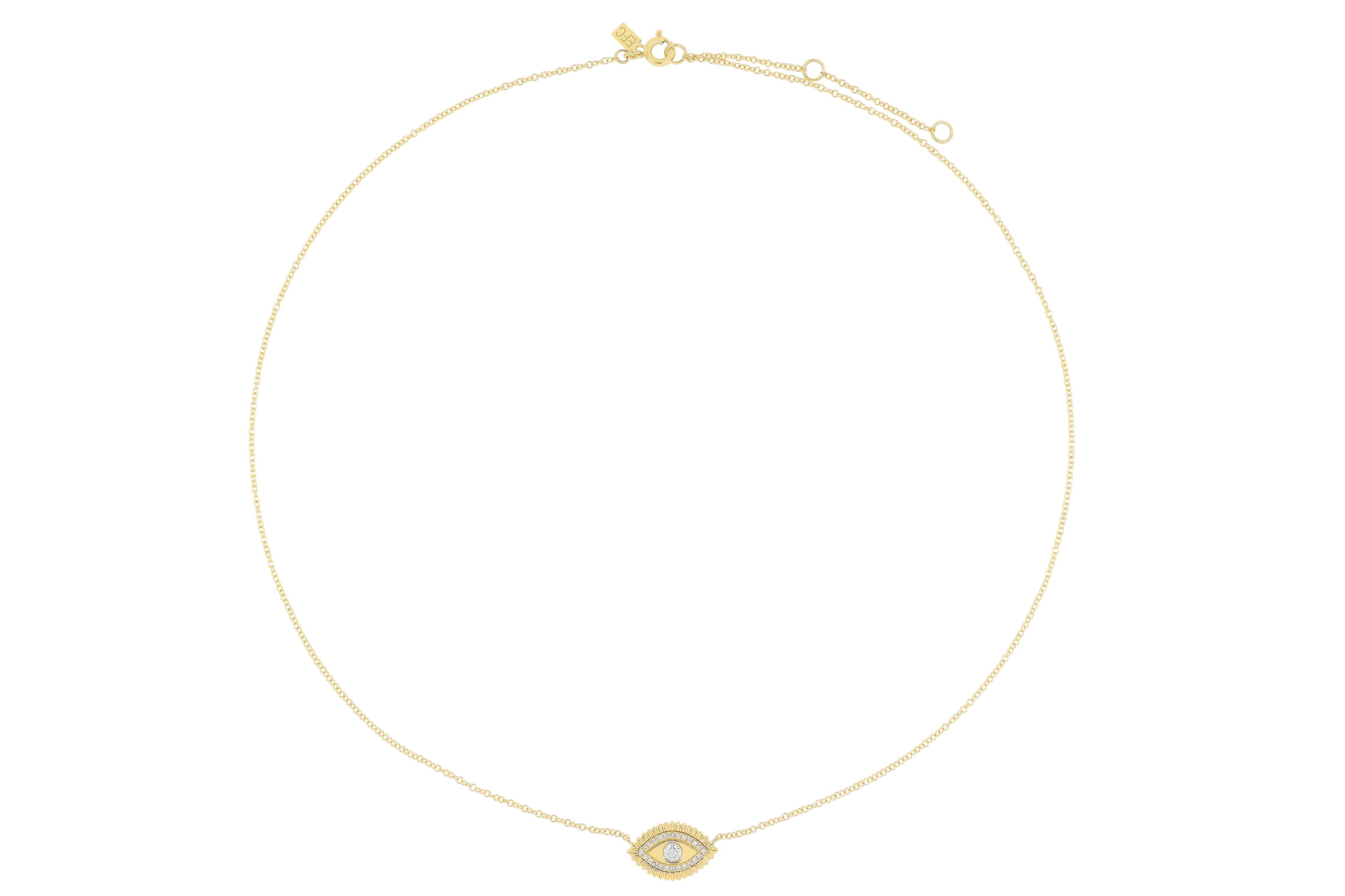 Gold & Diamond Evil Eye Protection Necklace