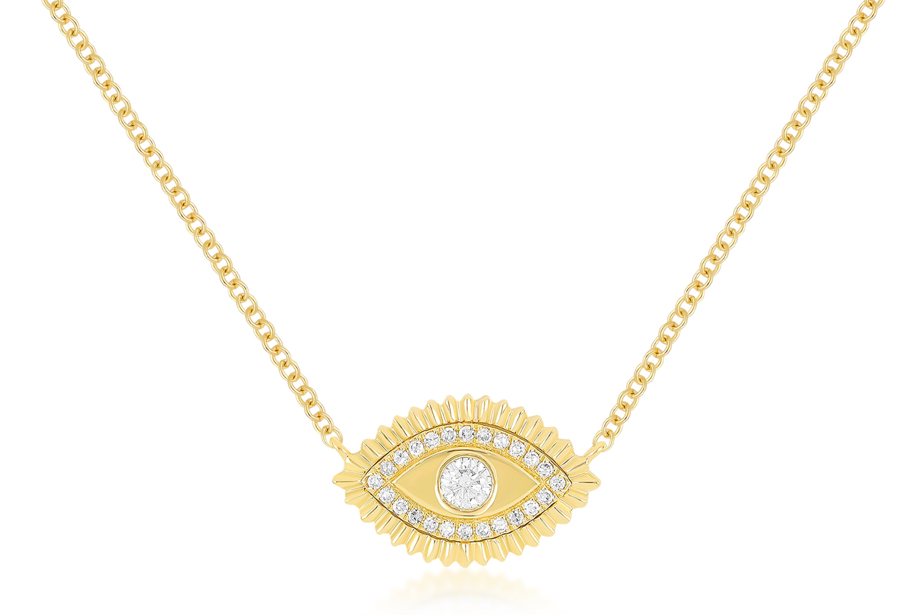 Gold & Diamond Evil Eye Protection Necklace