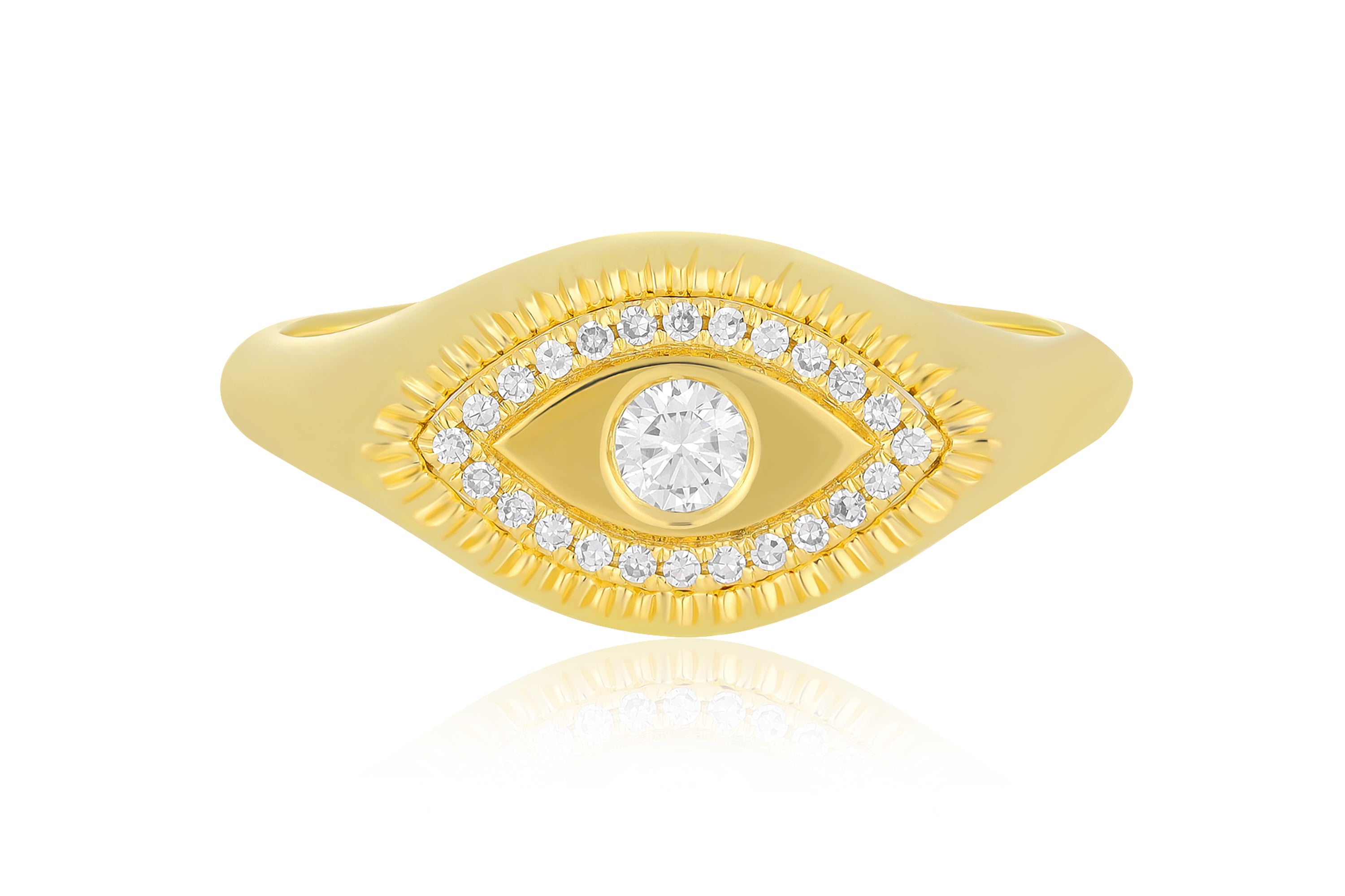 Gold & Diamond Evil Eye Protection Ring