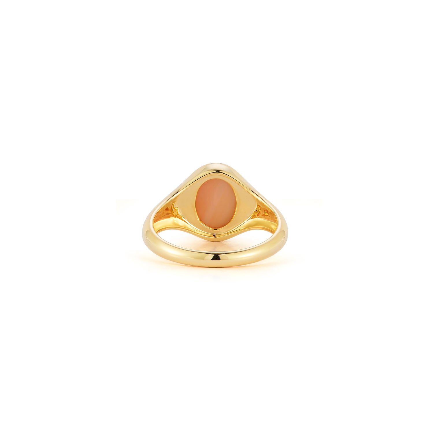 Diamond & Pink Mother Of Pearl Cabochon Signet Ring