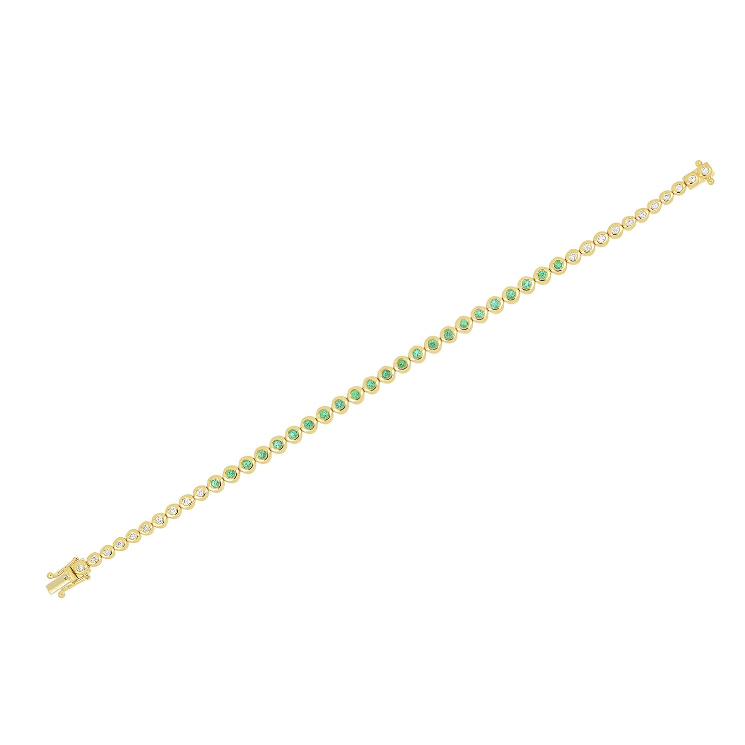 Emerald & Diamond Pillow Eternity Bracelet