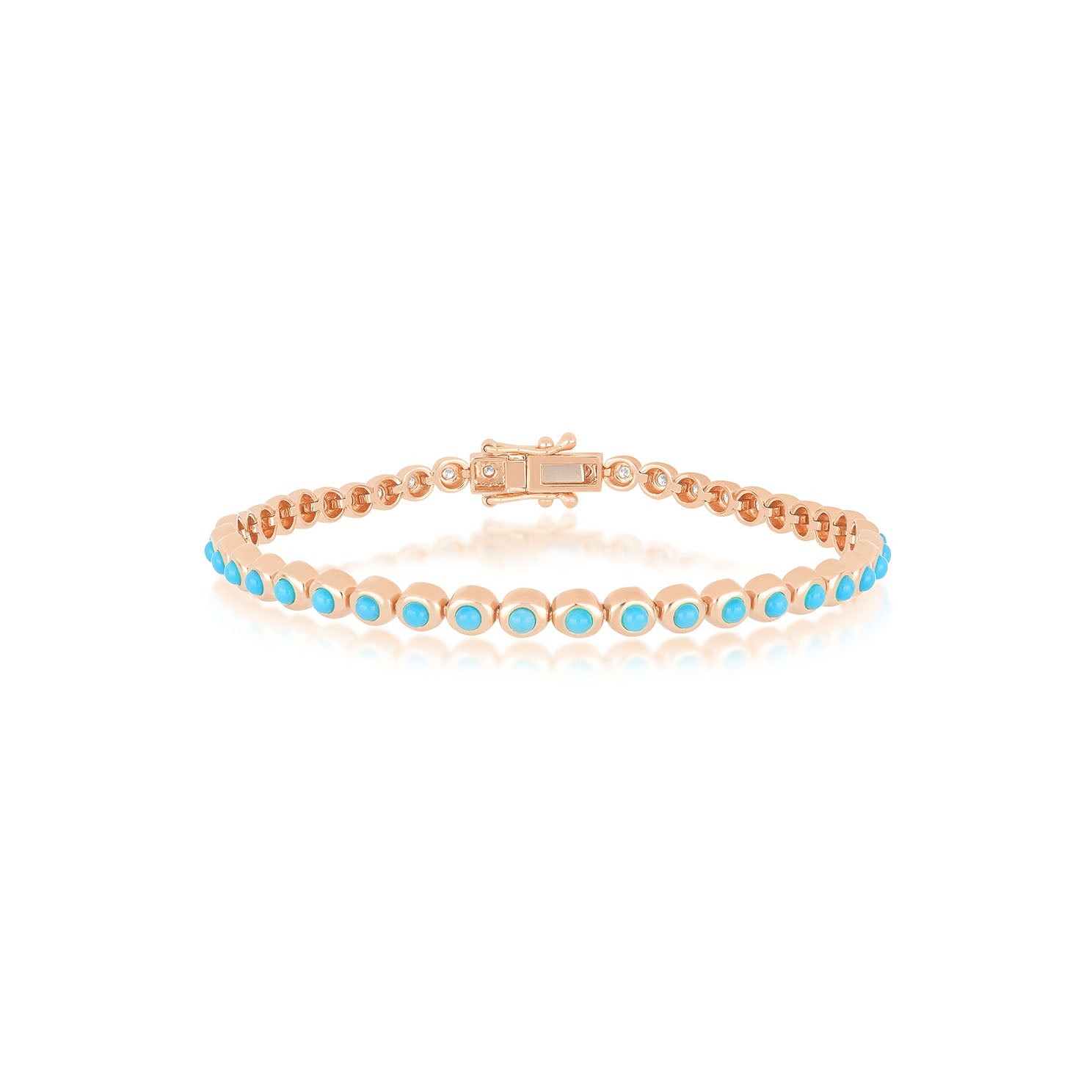 Turquoise & Diamond Pillow Eternity Bracelet