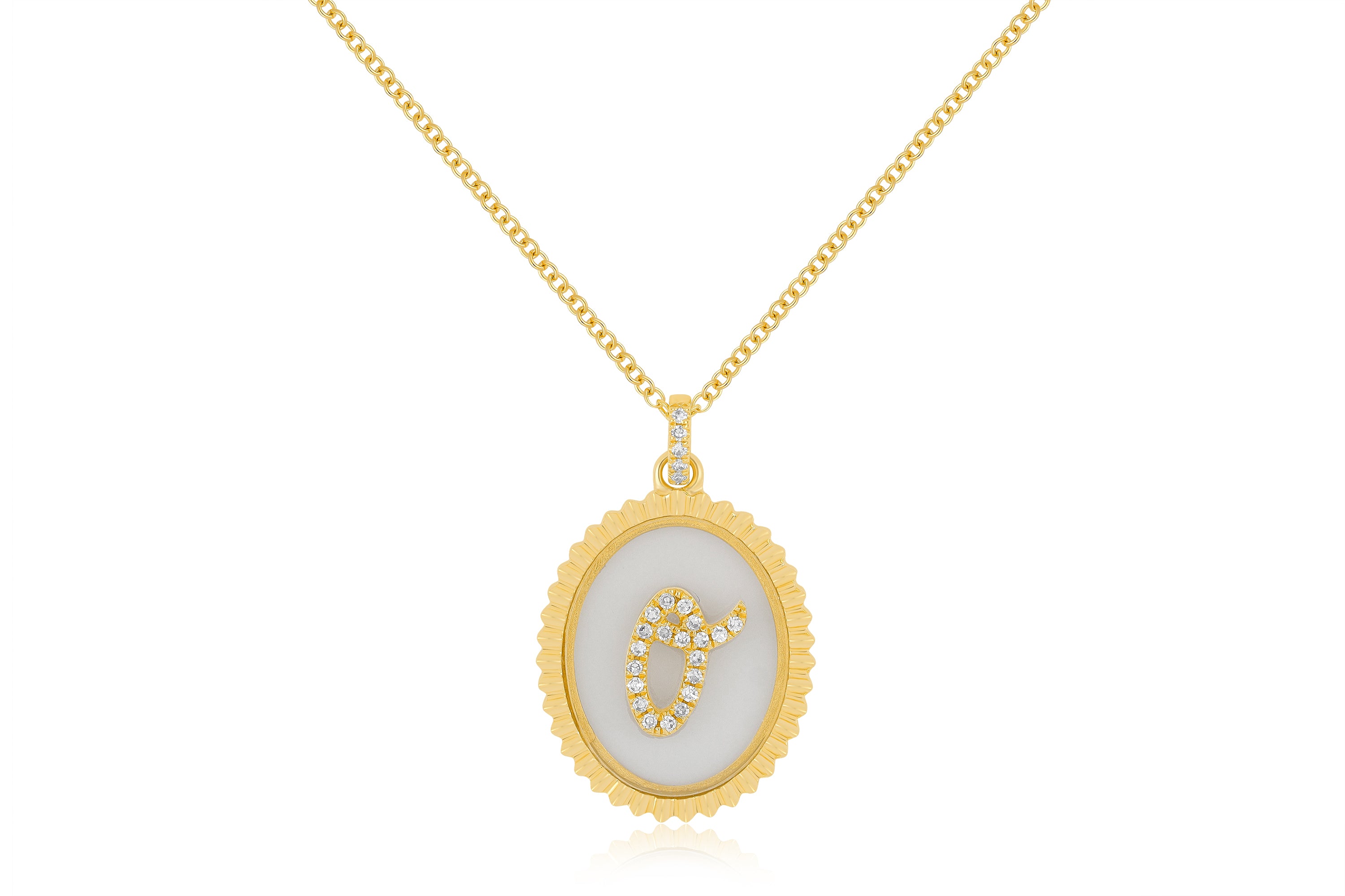 Floating Diamond Script Initial Necklace