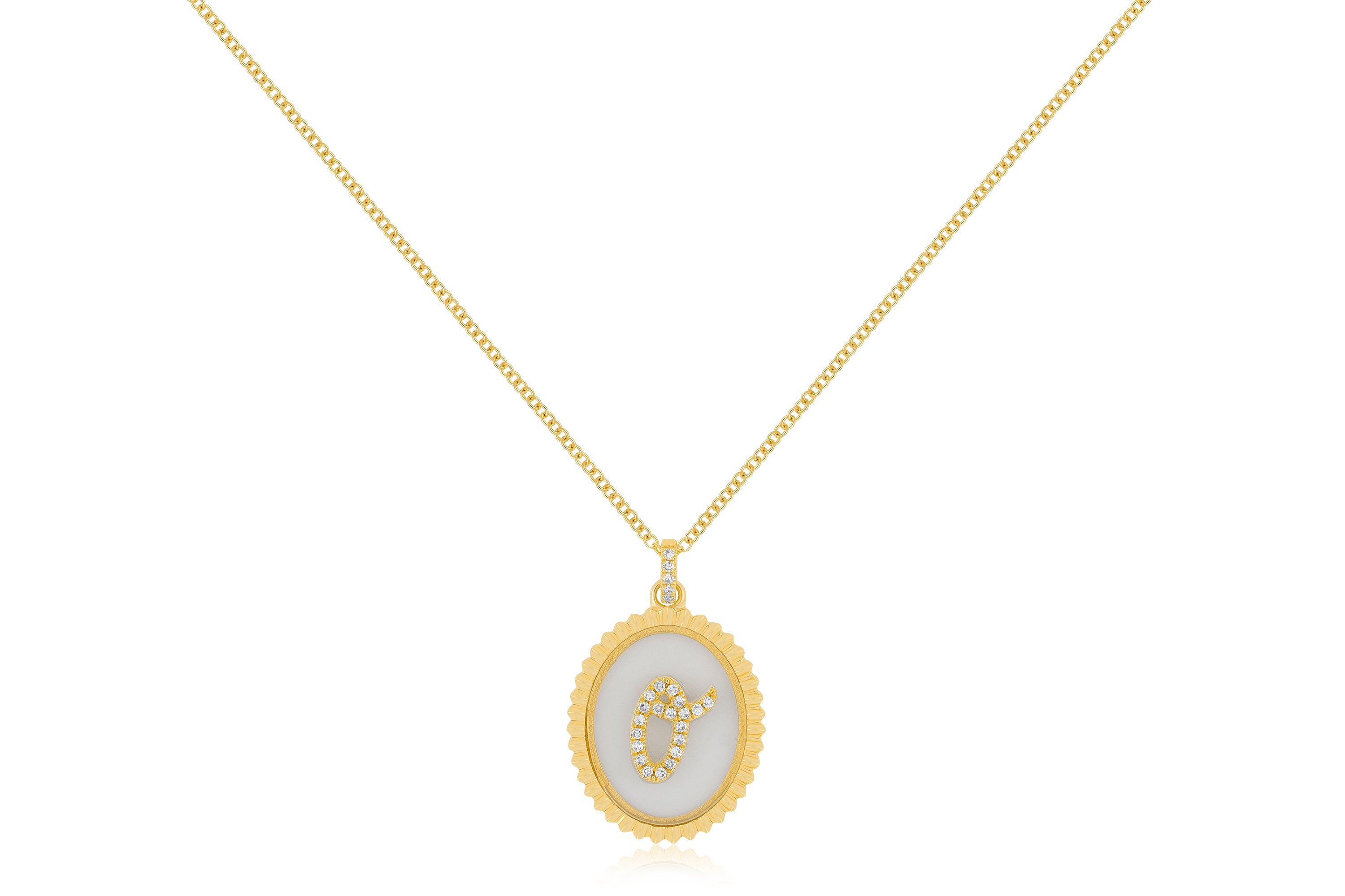 Floating Diamond Script Initial Necklace