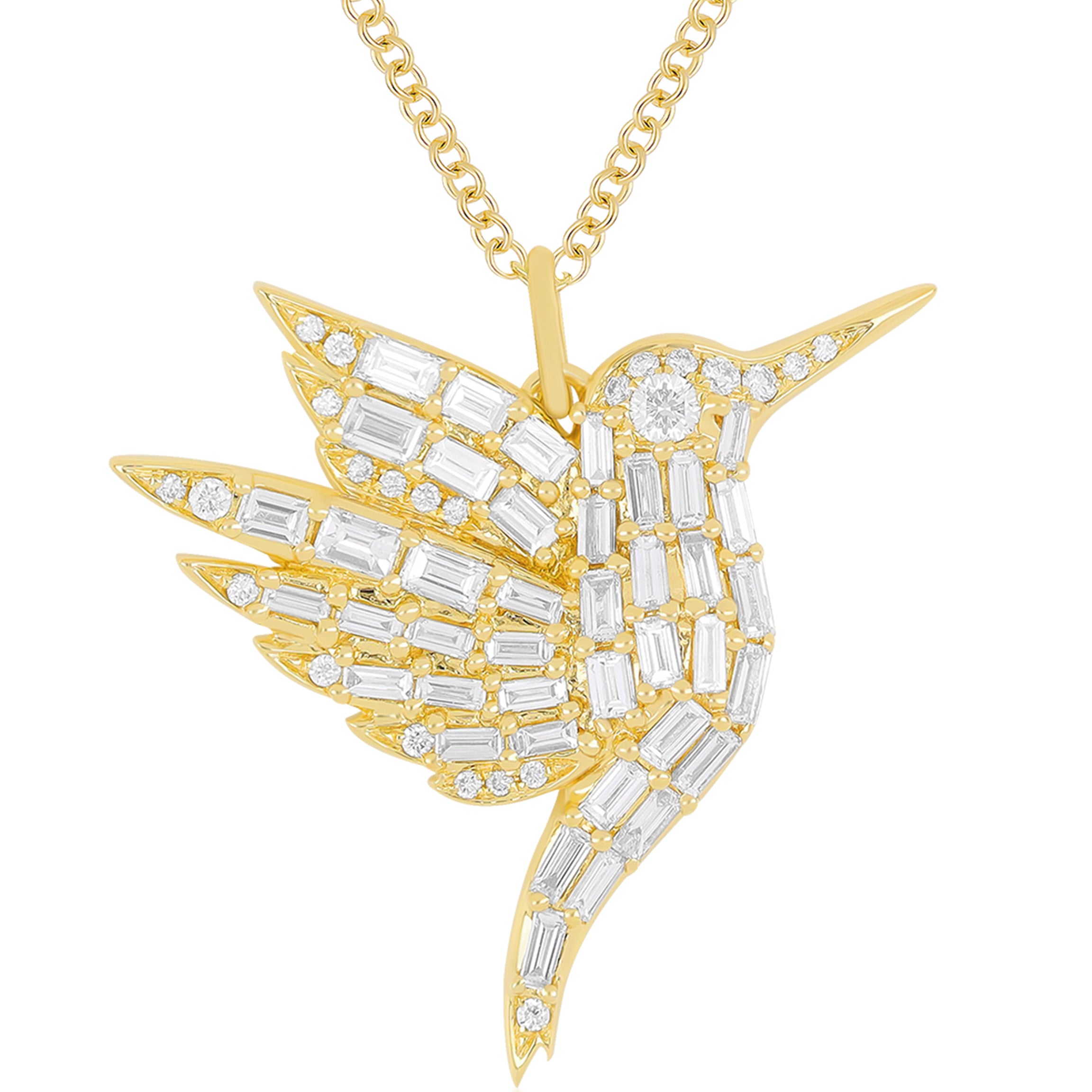 Diamond Baguette Hummingbird Necklace
