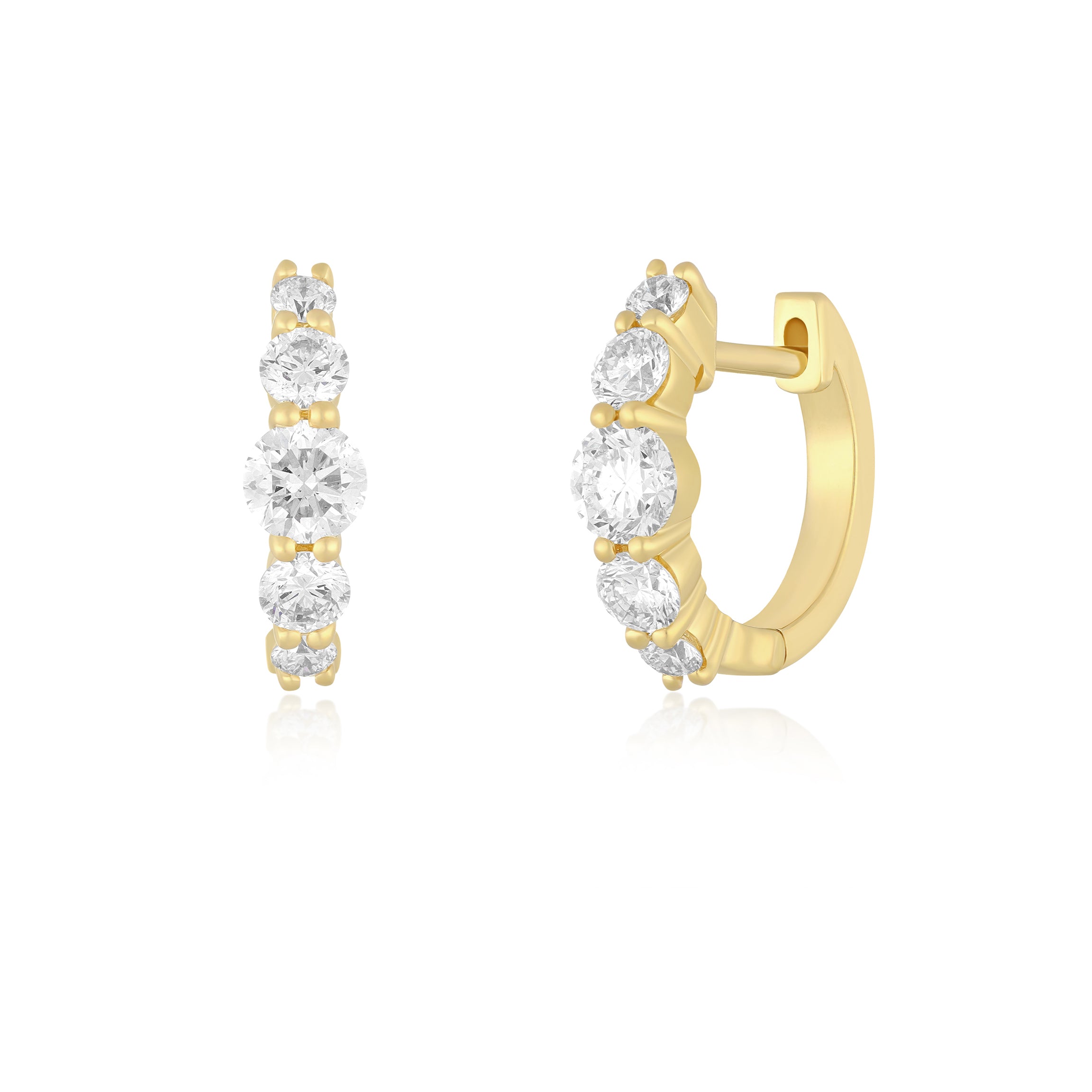 Jumbo Prong Set Graduated Diamond Huggie Earring
