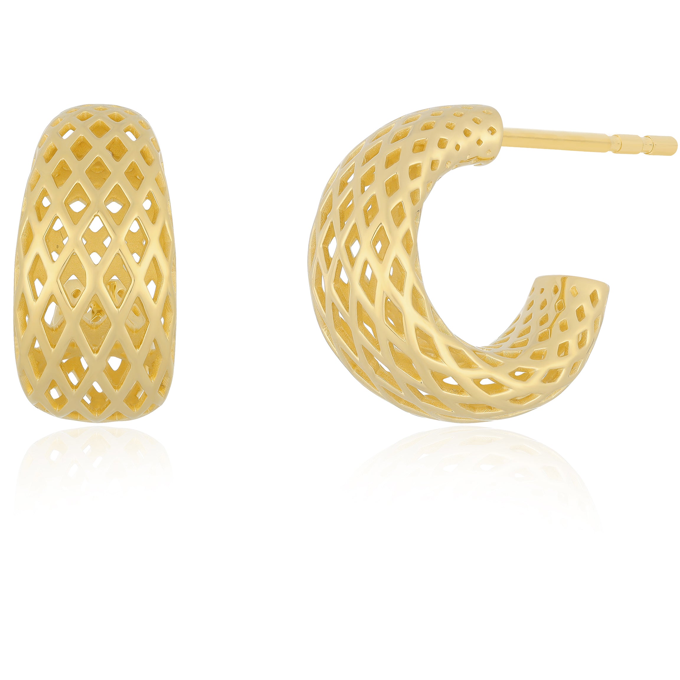 Woven Gold Jumbo Dome Huggie Earrings