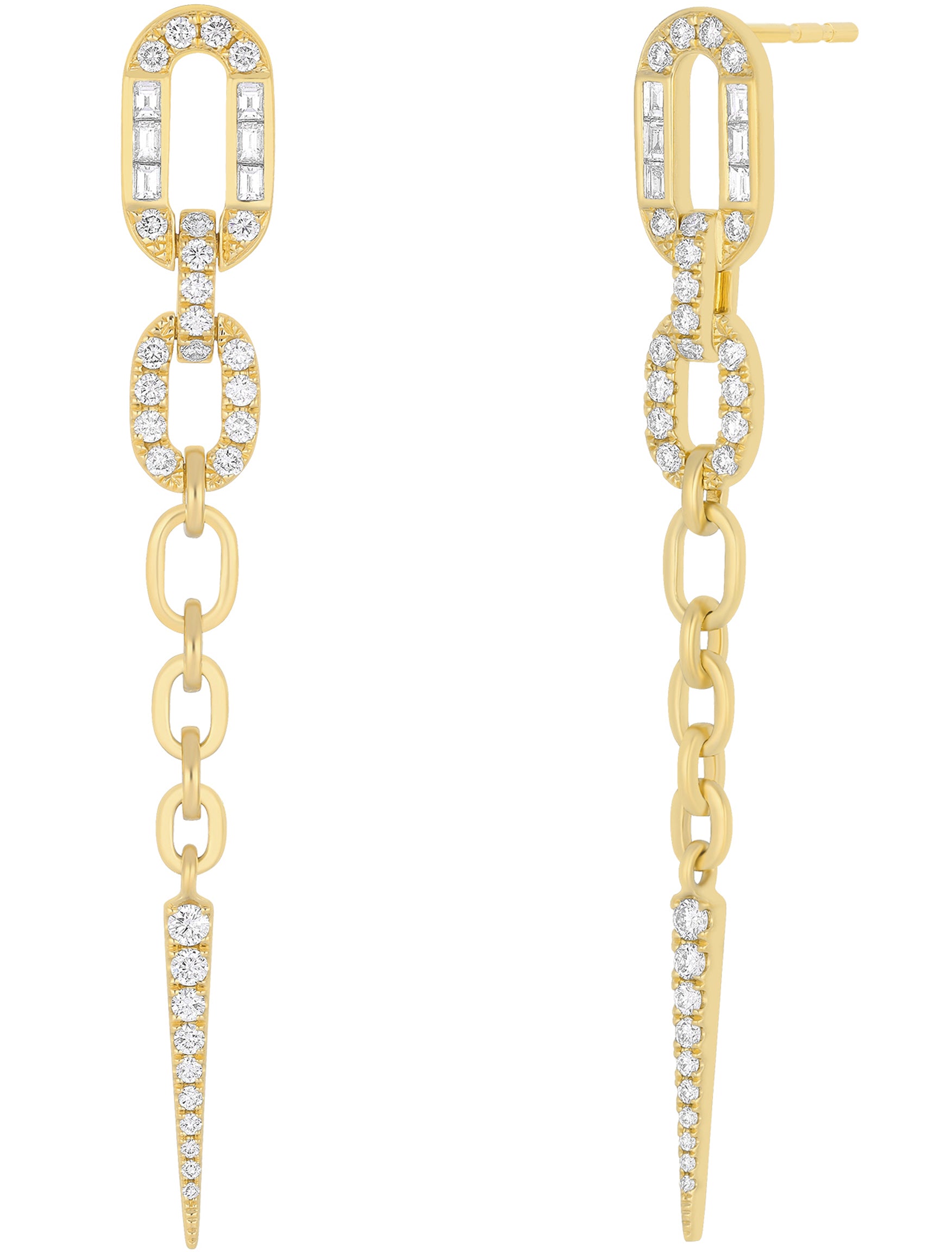 Diamond Graduated Chain Drop Earrings