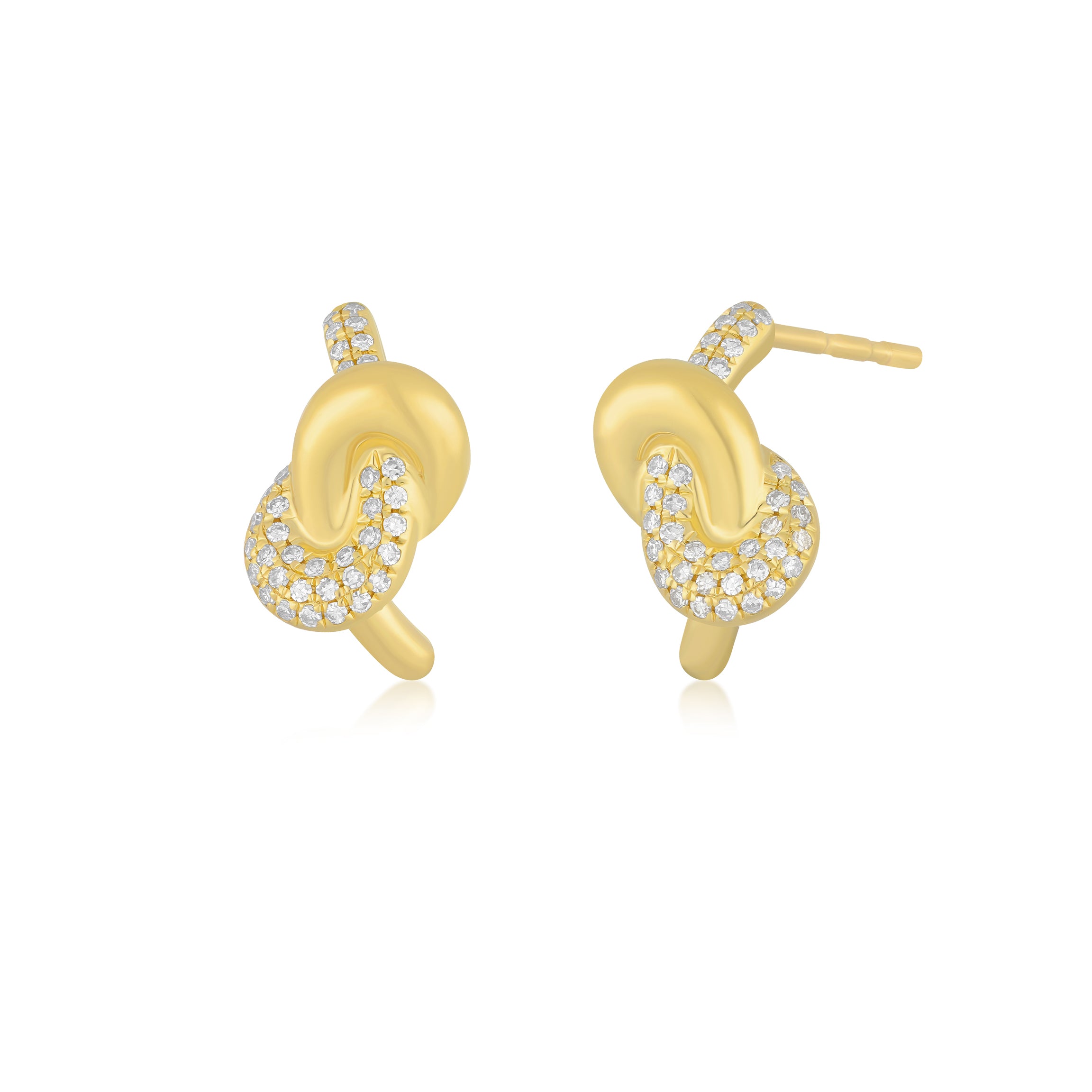 Diamond & Gold Love Knot Stud Earrings