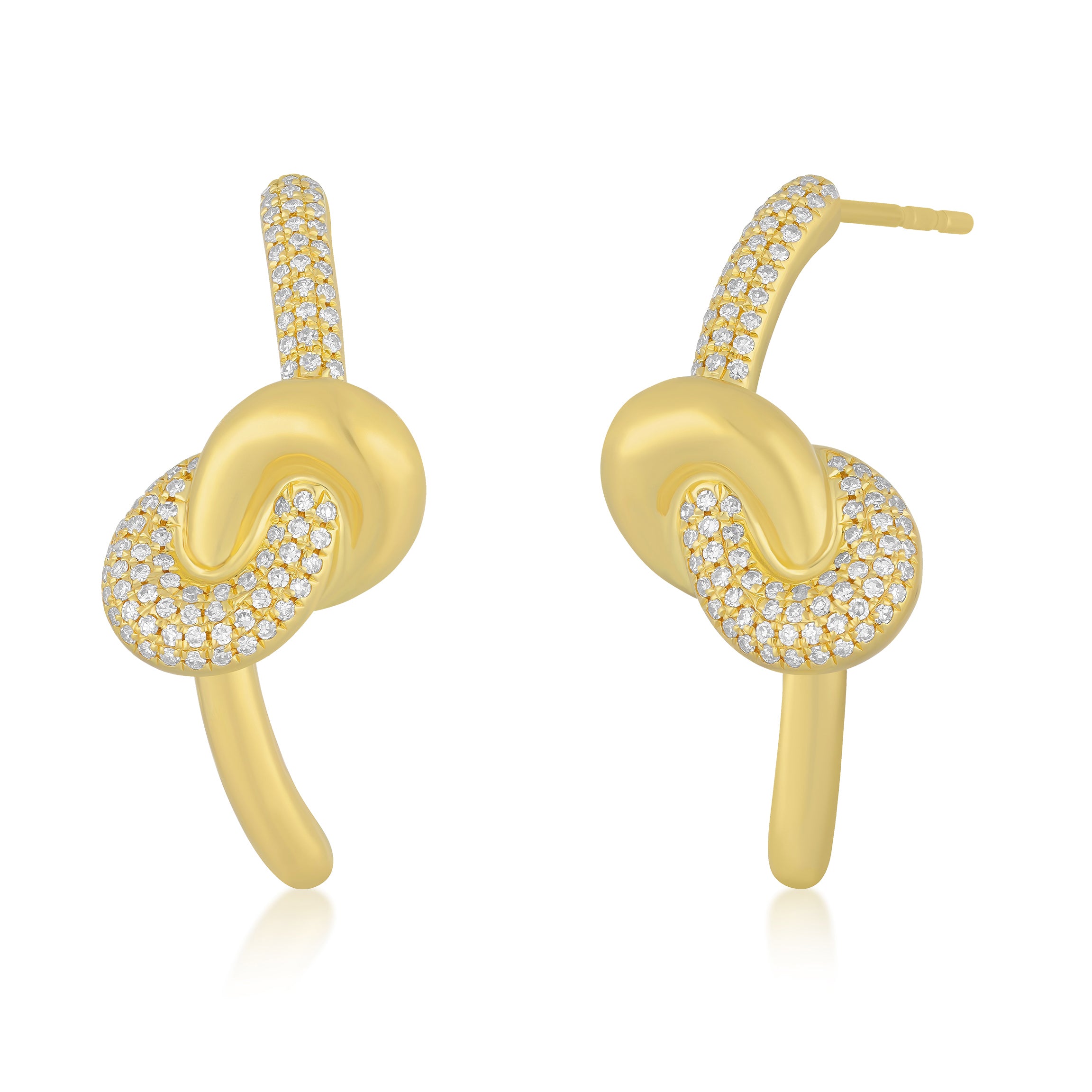 Diamond & Gold Jumbo Love Knot Stud Earrings