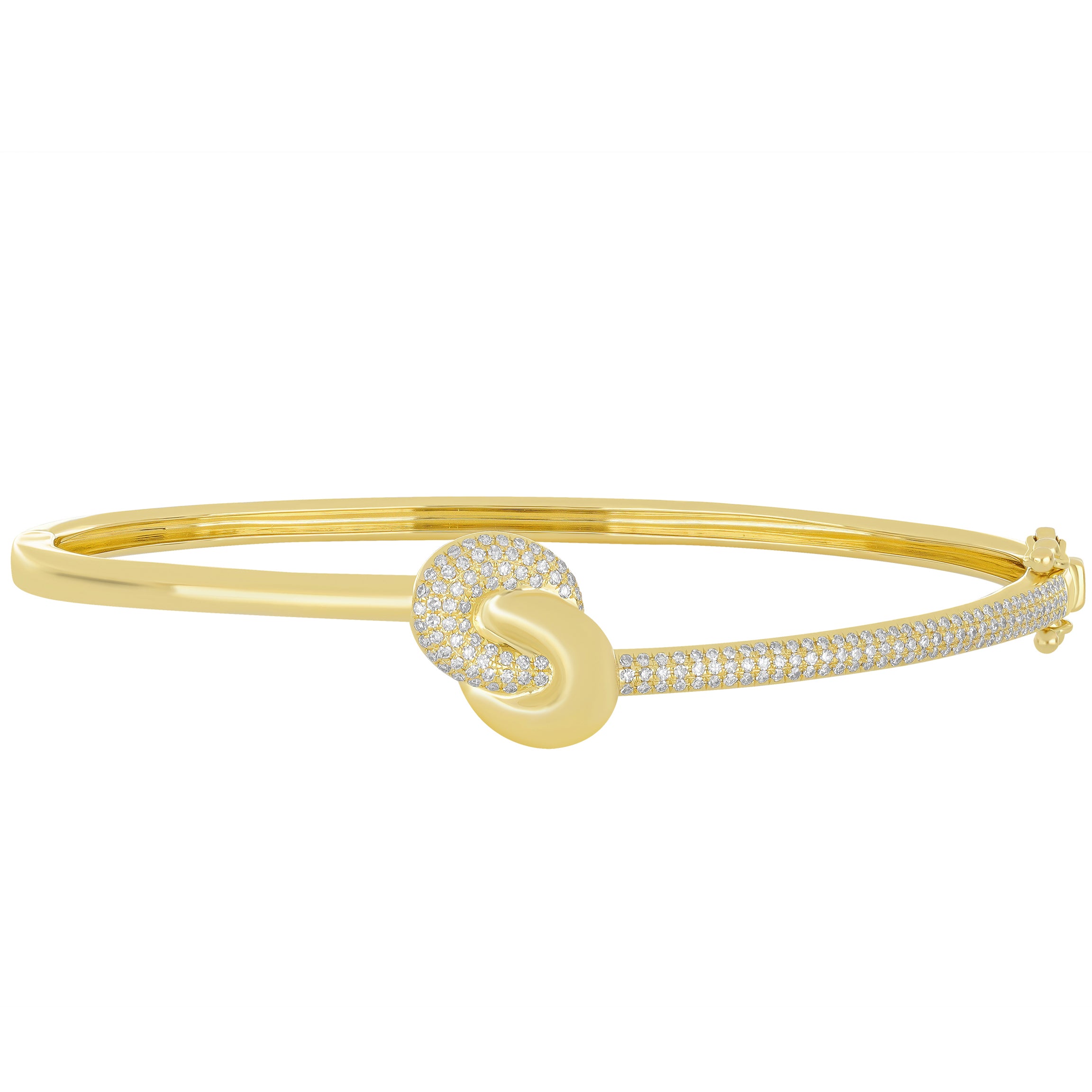 Diamond & Gold Jumbo Love Knot Bangle Bracelet