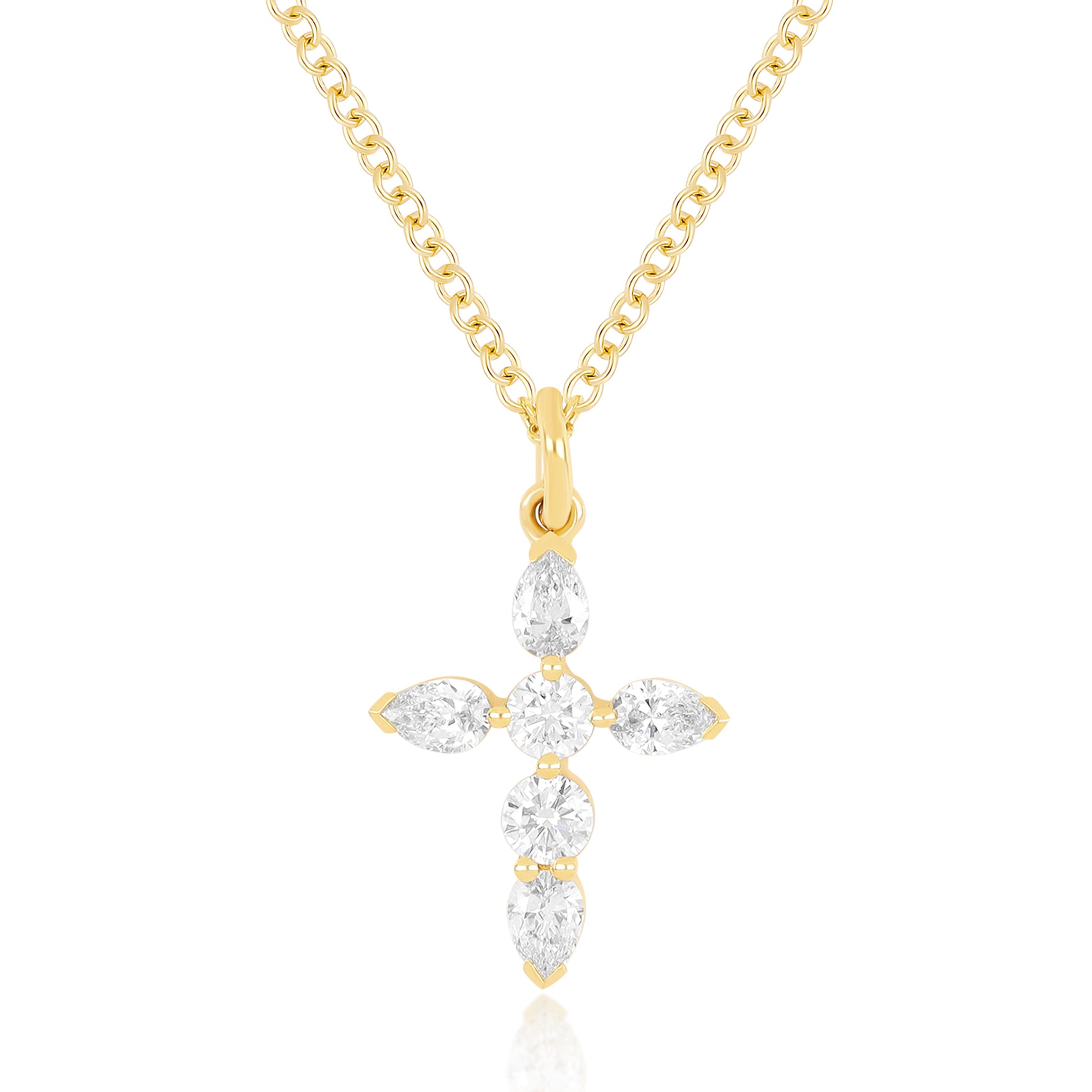 Prong Set Diamond Cross Necklace