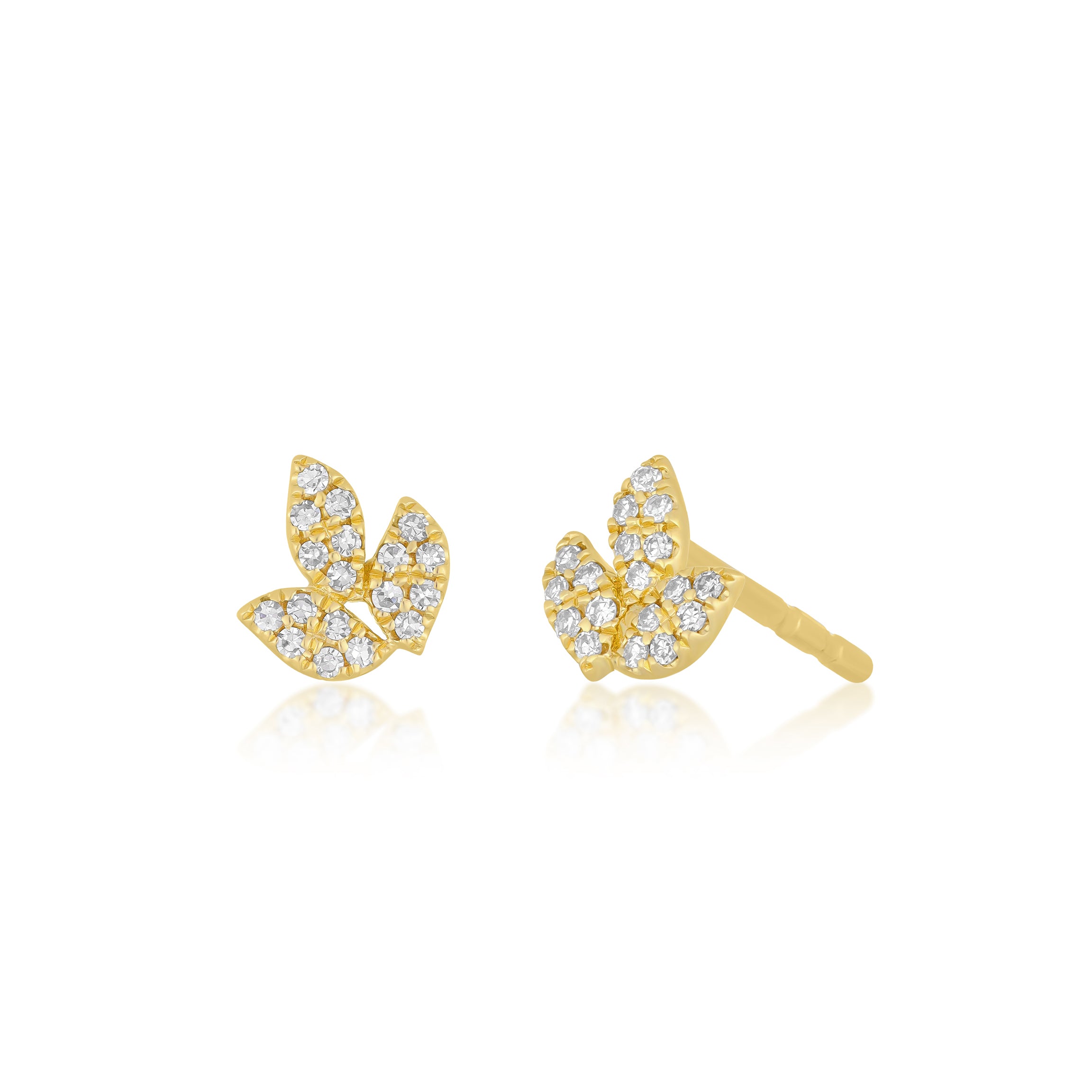 Pavé Diamond Leaf Stud