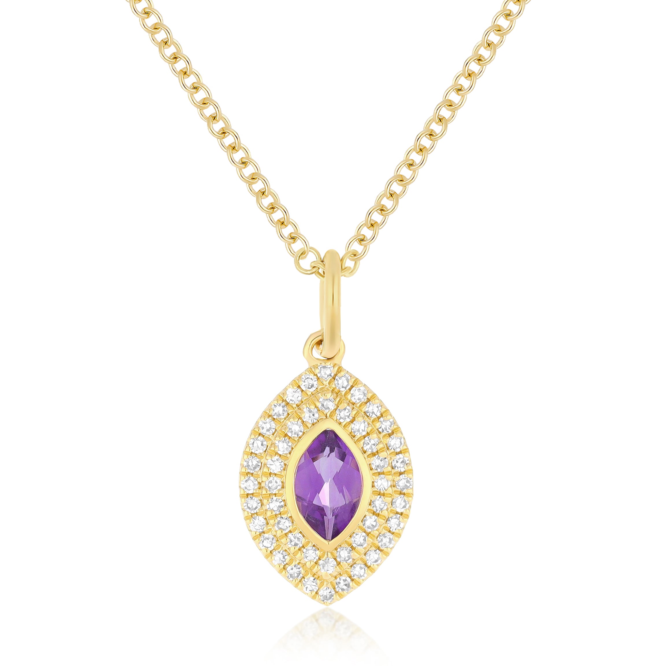 Diamond & Marquise Amethyst Gem Necklace