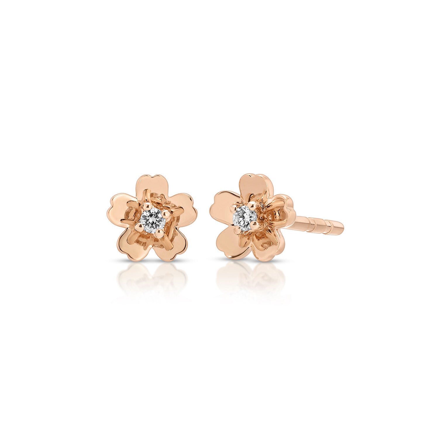 Diamond and Gold Mini Cherry Blossom Stud Earring