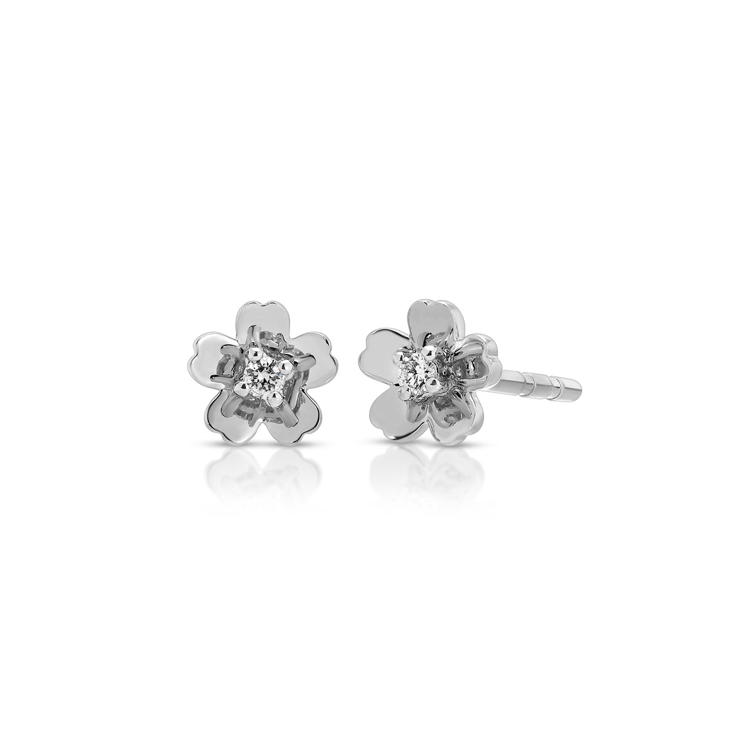 Diamond and Gold Mini Cherry Blossom Stud Earring