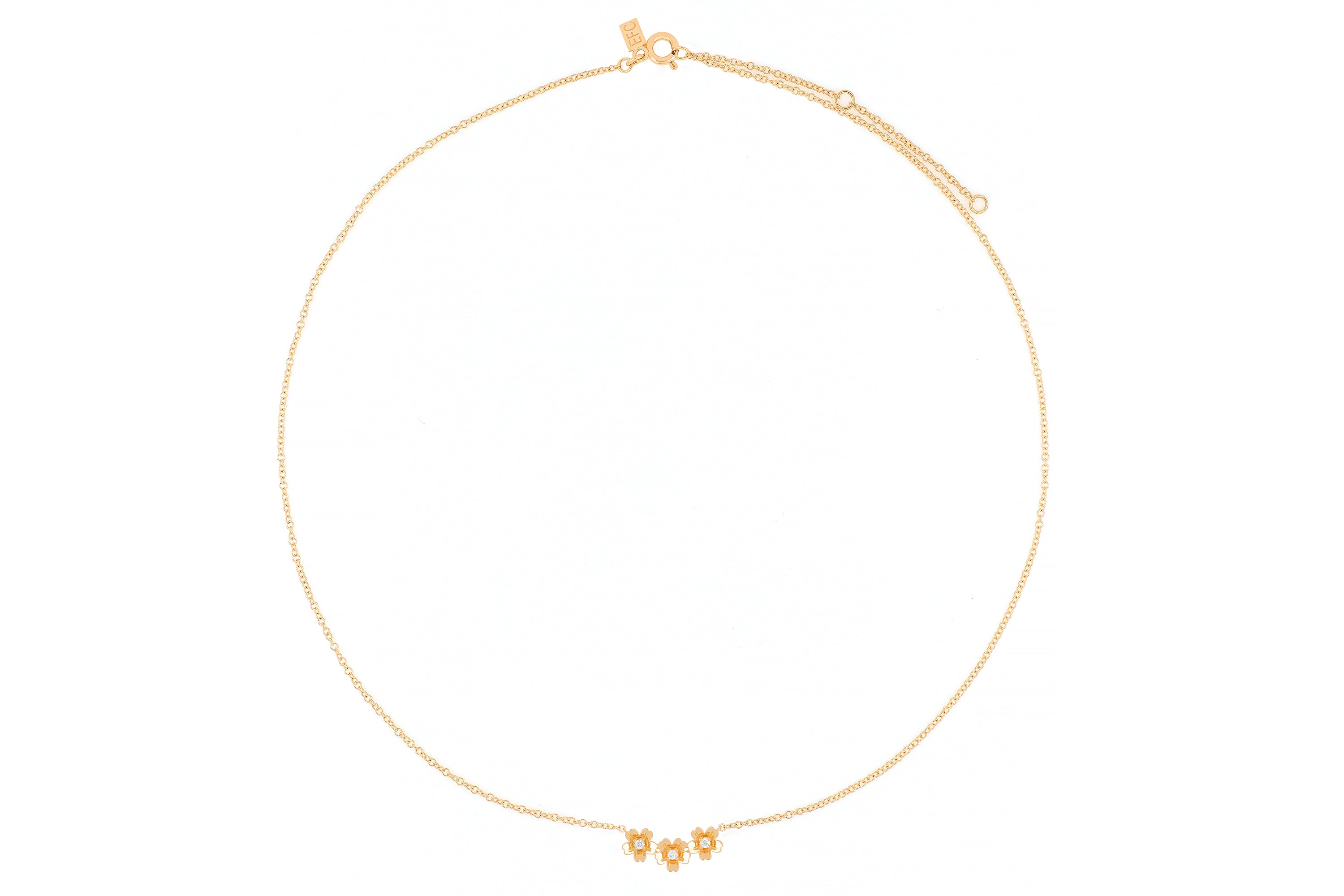 Diamond and Gold Triple Mini Cherry Blossom Necklace
