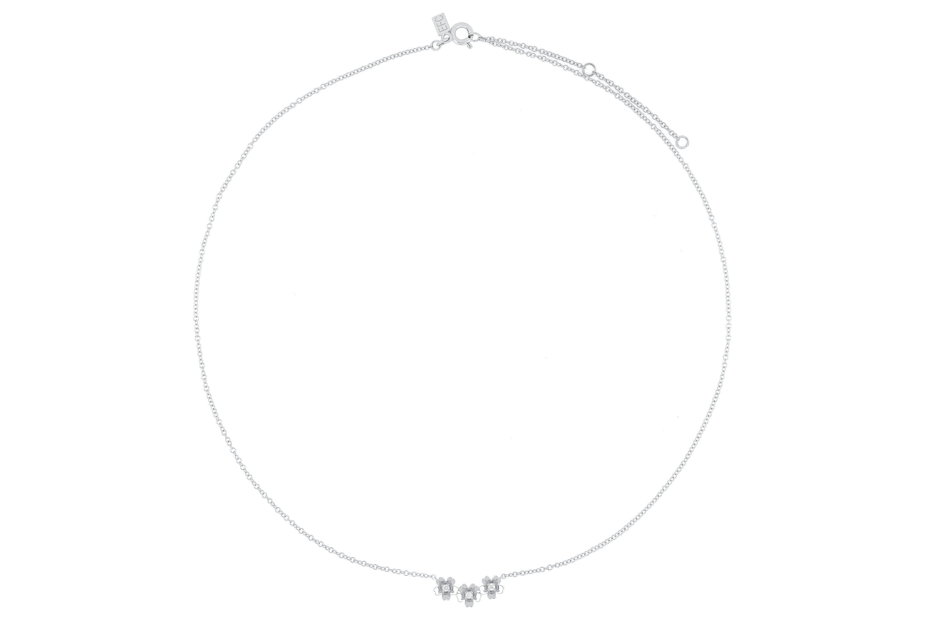 Diamond and Gold Triple Mini Cherry Blossom Necklace