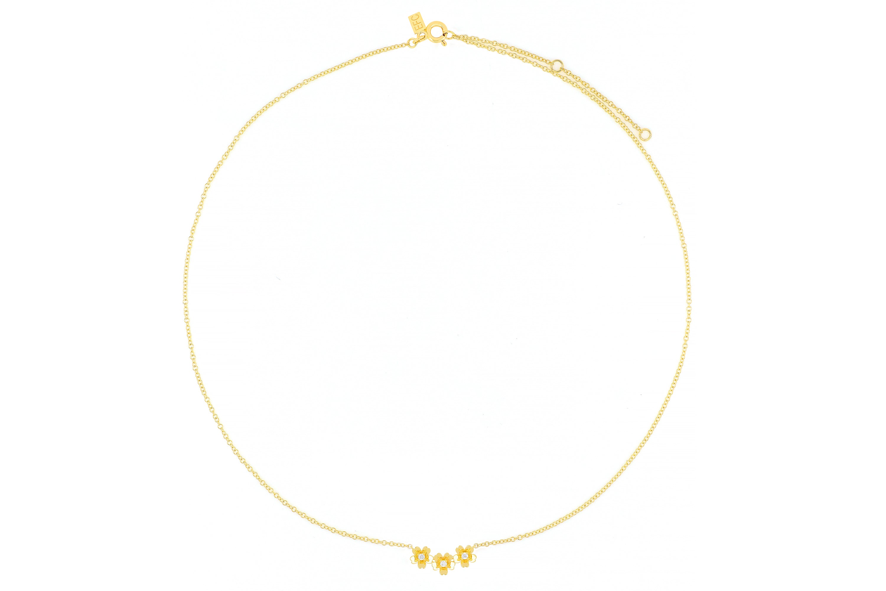 Diamond and Gold Triple Mini Cherry Blossom Necklace