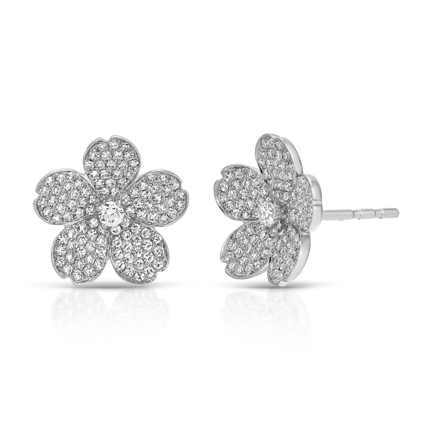 Pavé Diamond Cherry Blossom Stud Earrings
