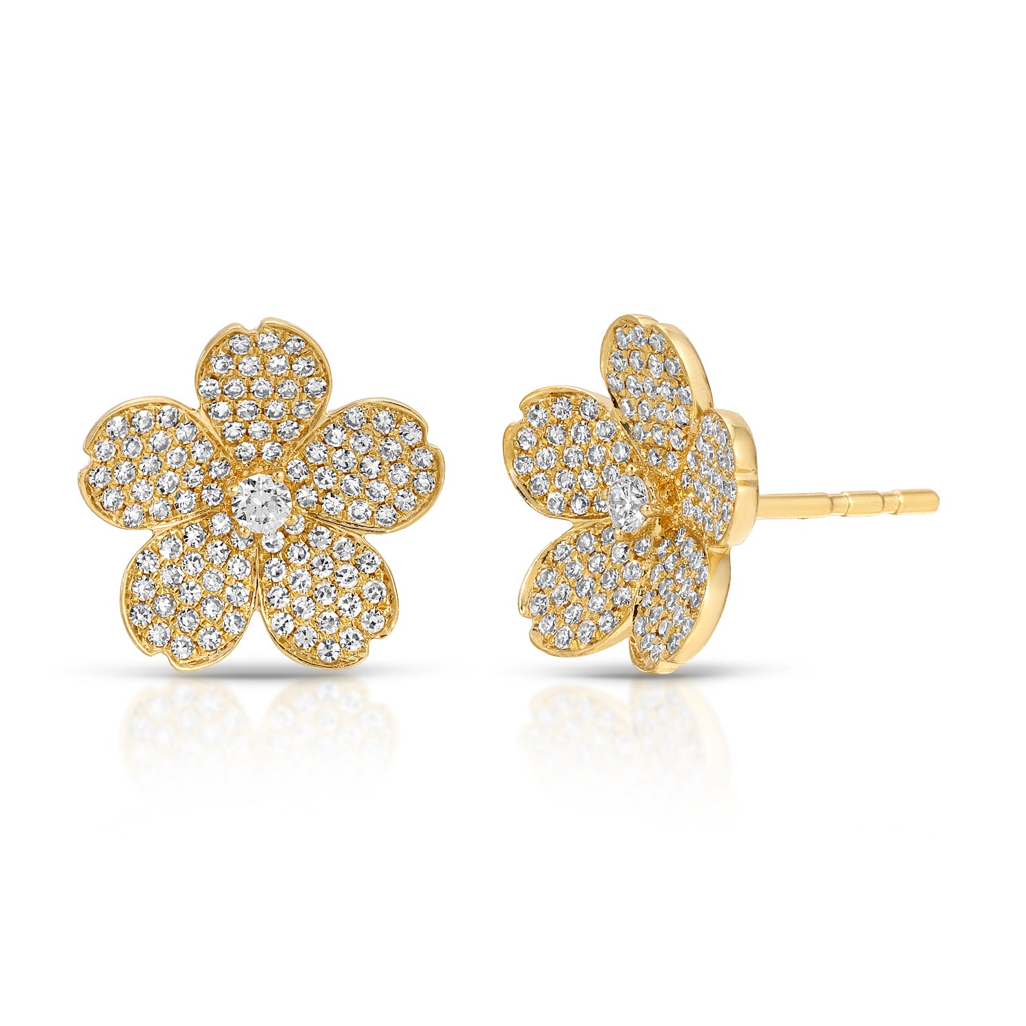 Pavé Diamond Cherry Blossom Stud Earrings