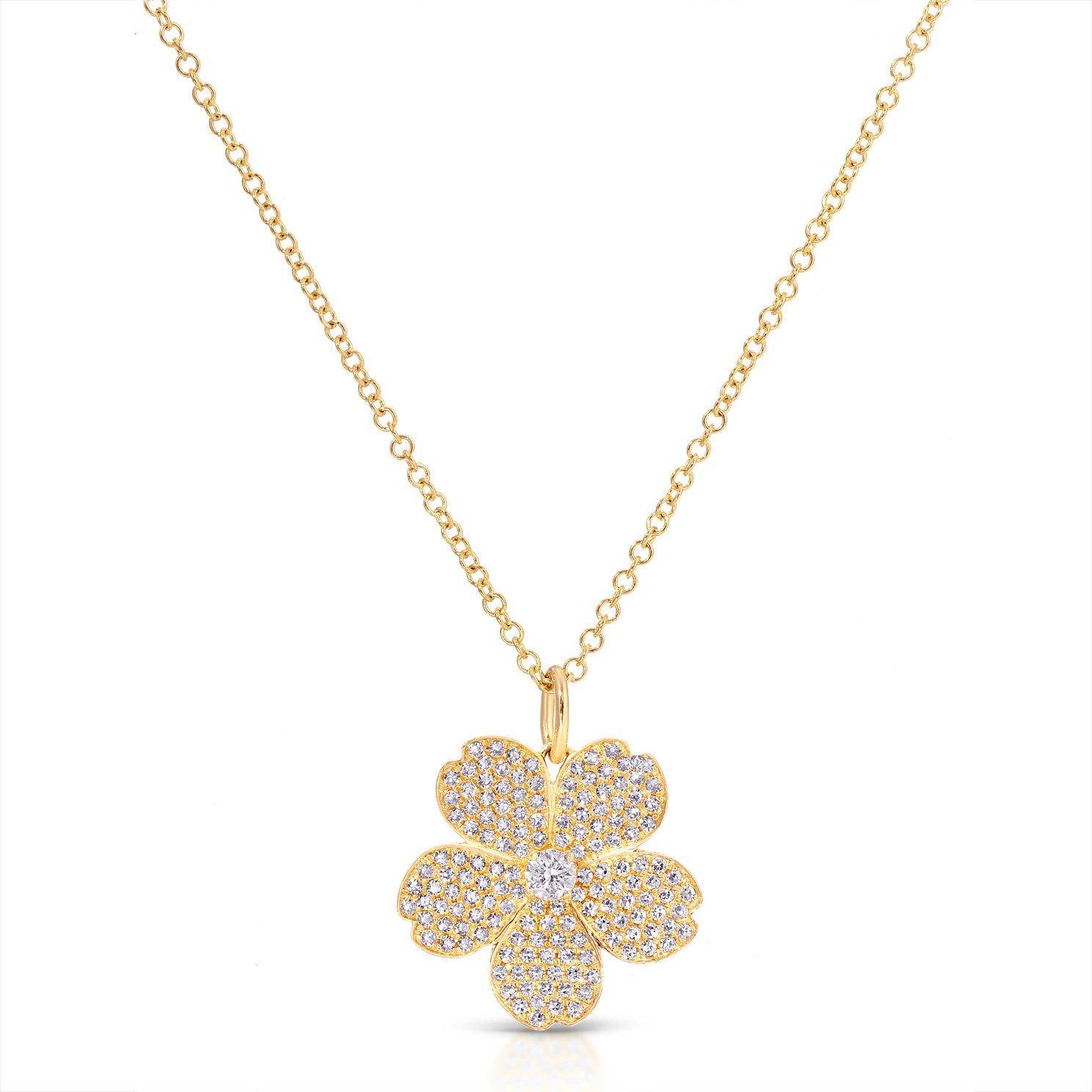 Pavé Diamond Cherry Blossom Necklace