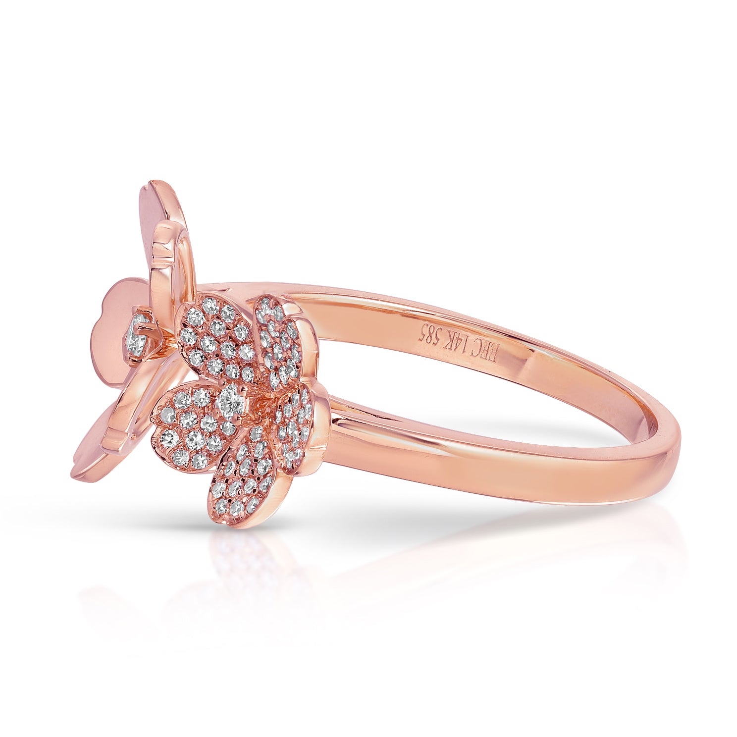 Diamond and Gold Double Cherry Blossom Ring