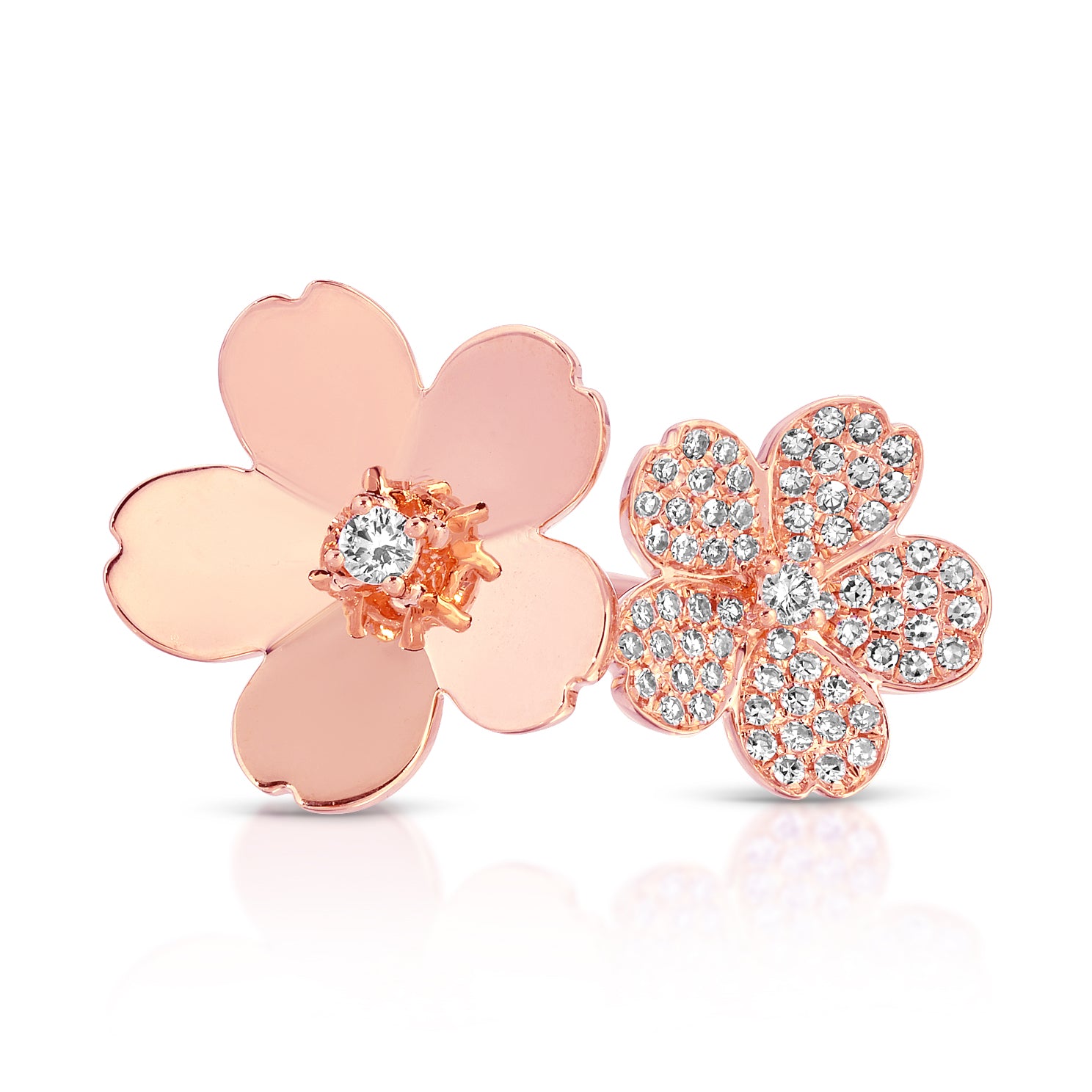 Diamond and Gold Double Cherry Blossom Ring
